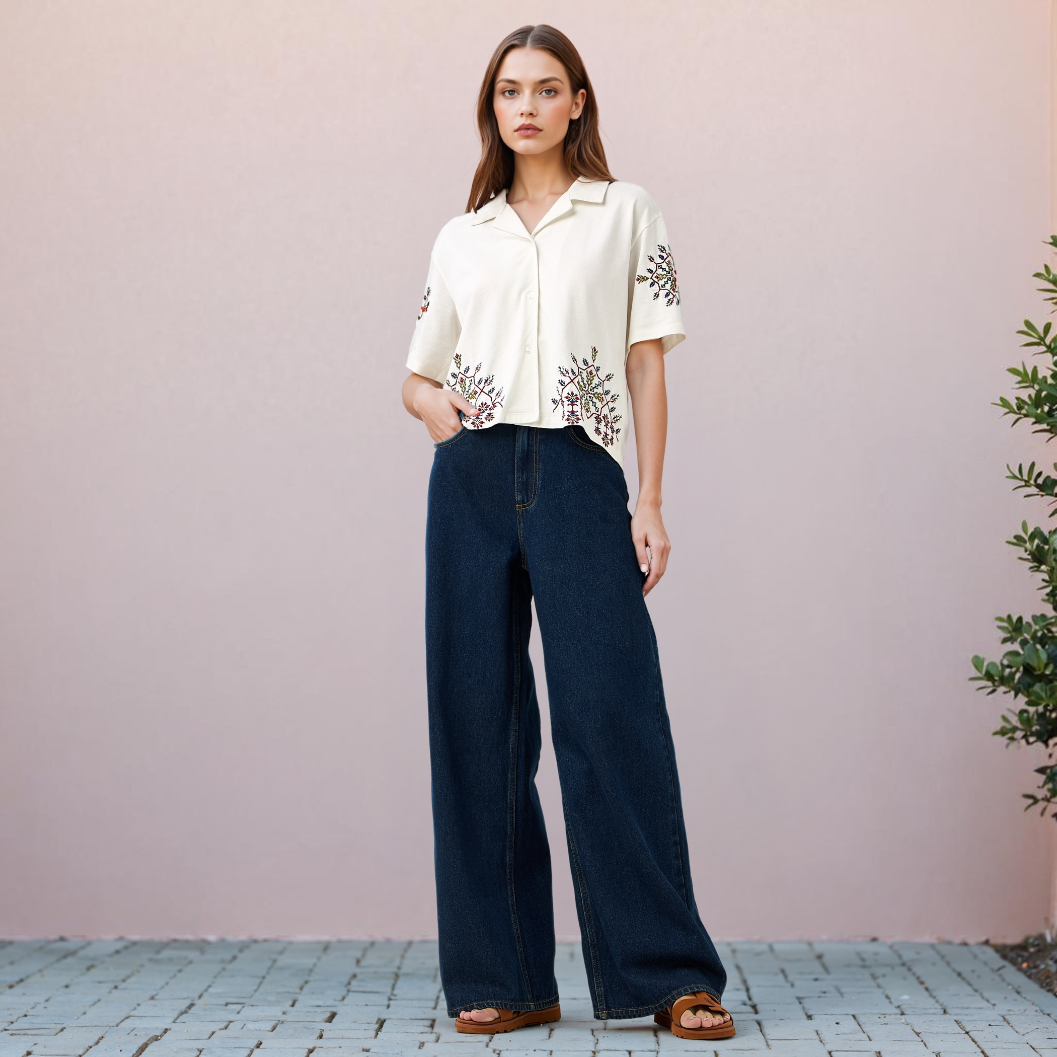 Lee Cooper Relaxed Fit Embroidered Shirt-women-clothing-shirtsandblouses-shirts-image-2