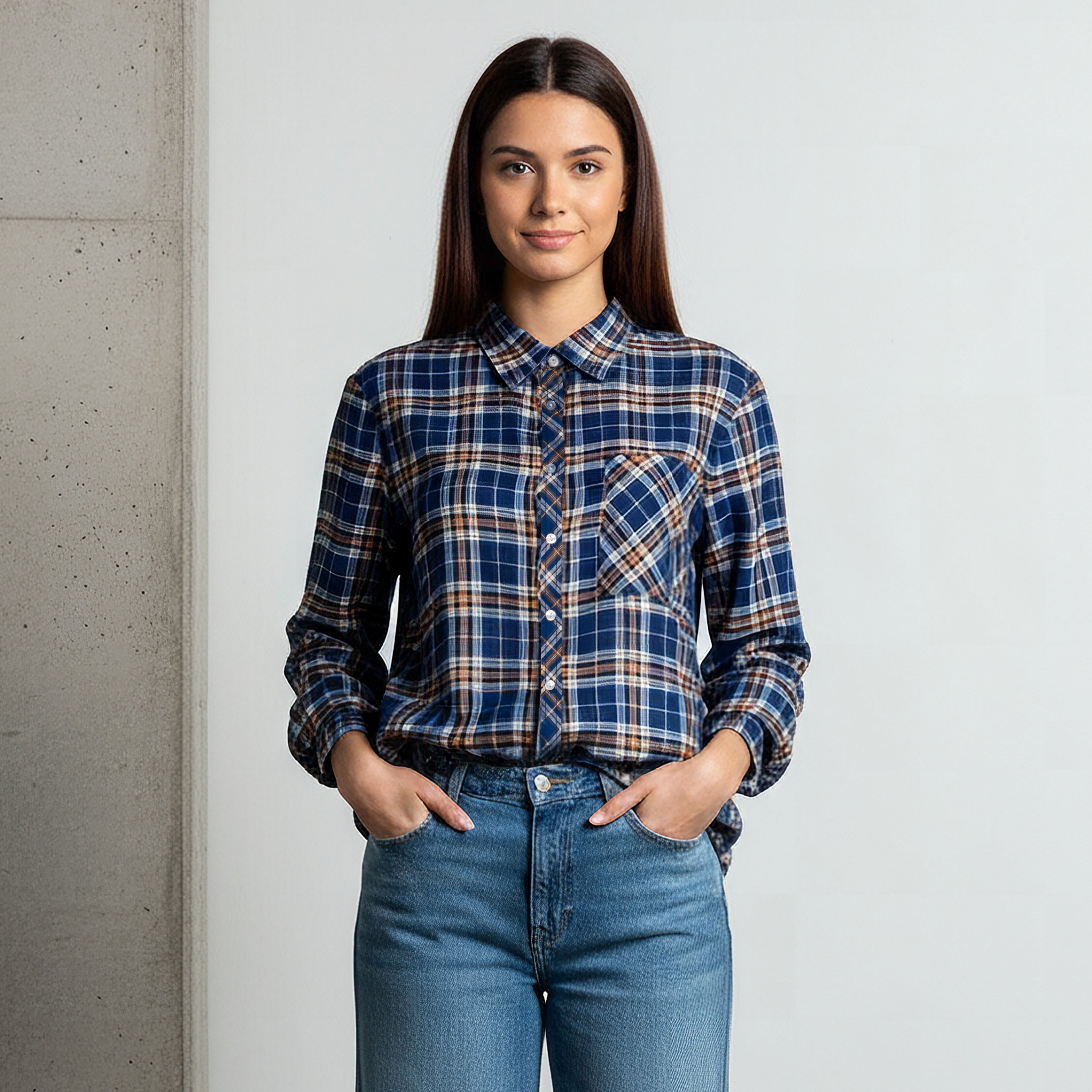 Lee Cooper Regular Fit Checked Shirt-women-clothing-shirtsandblouses-shirts-image-1