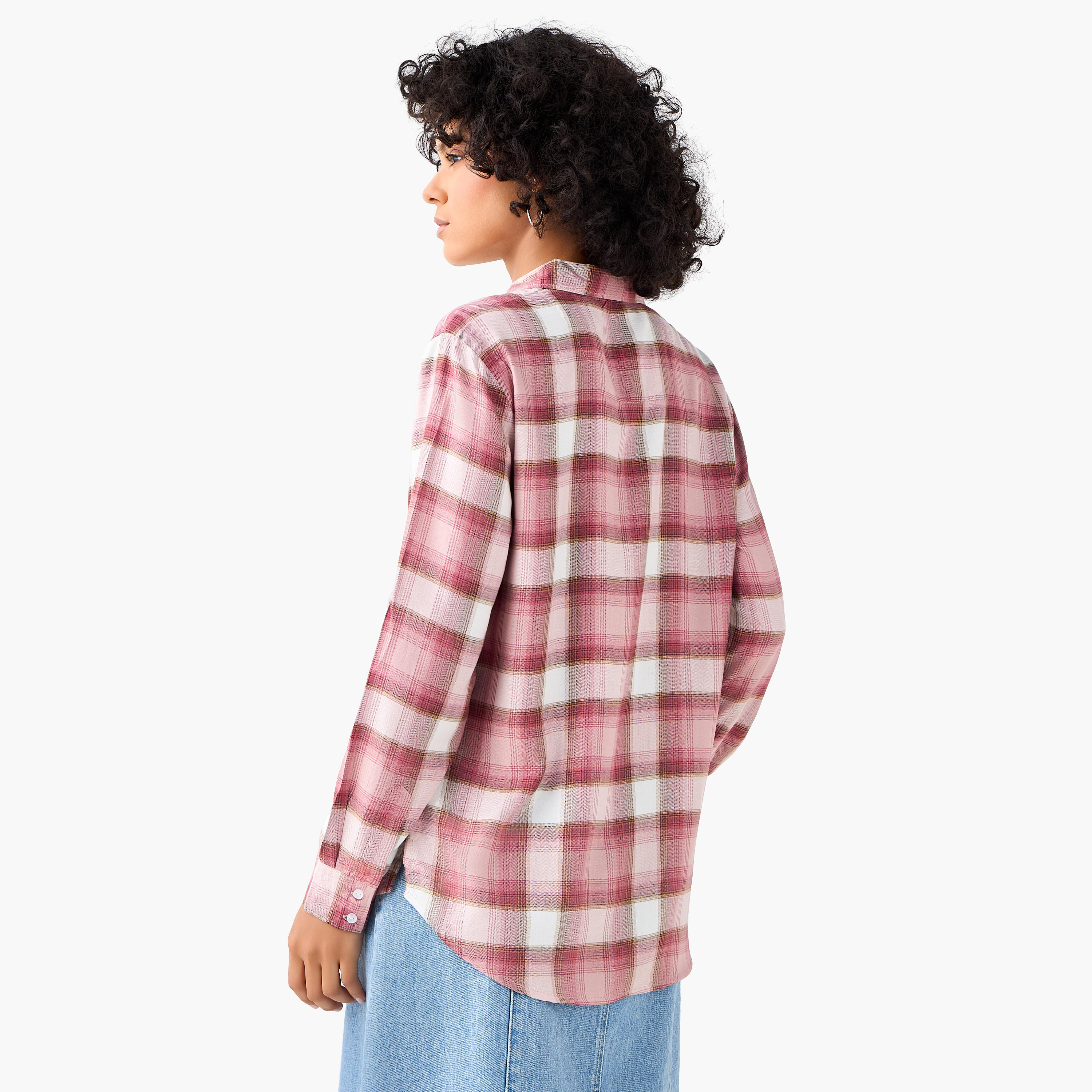قميص كاروهات بقصة عادية من لي كوبر-women-clothing-shirtsandblouses-shirts-image-4