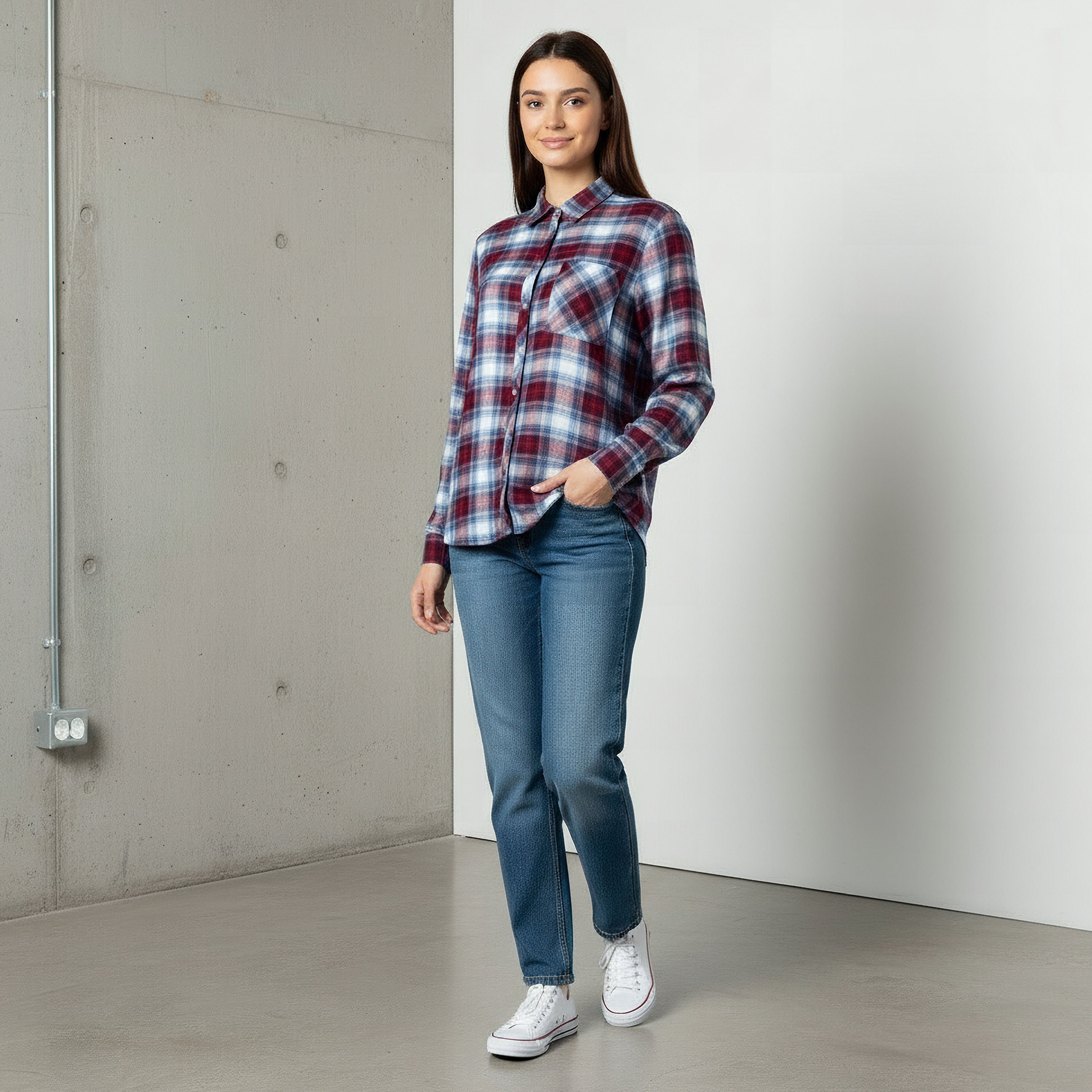 Lee Cooper Regular Fit Checked Shirt-women-clothing-shirtsandblouses-shirts-image-2