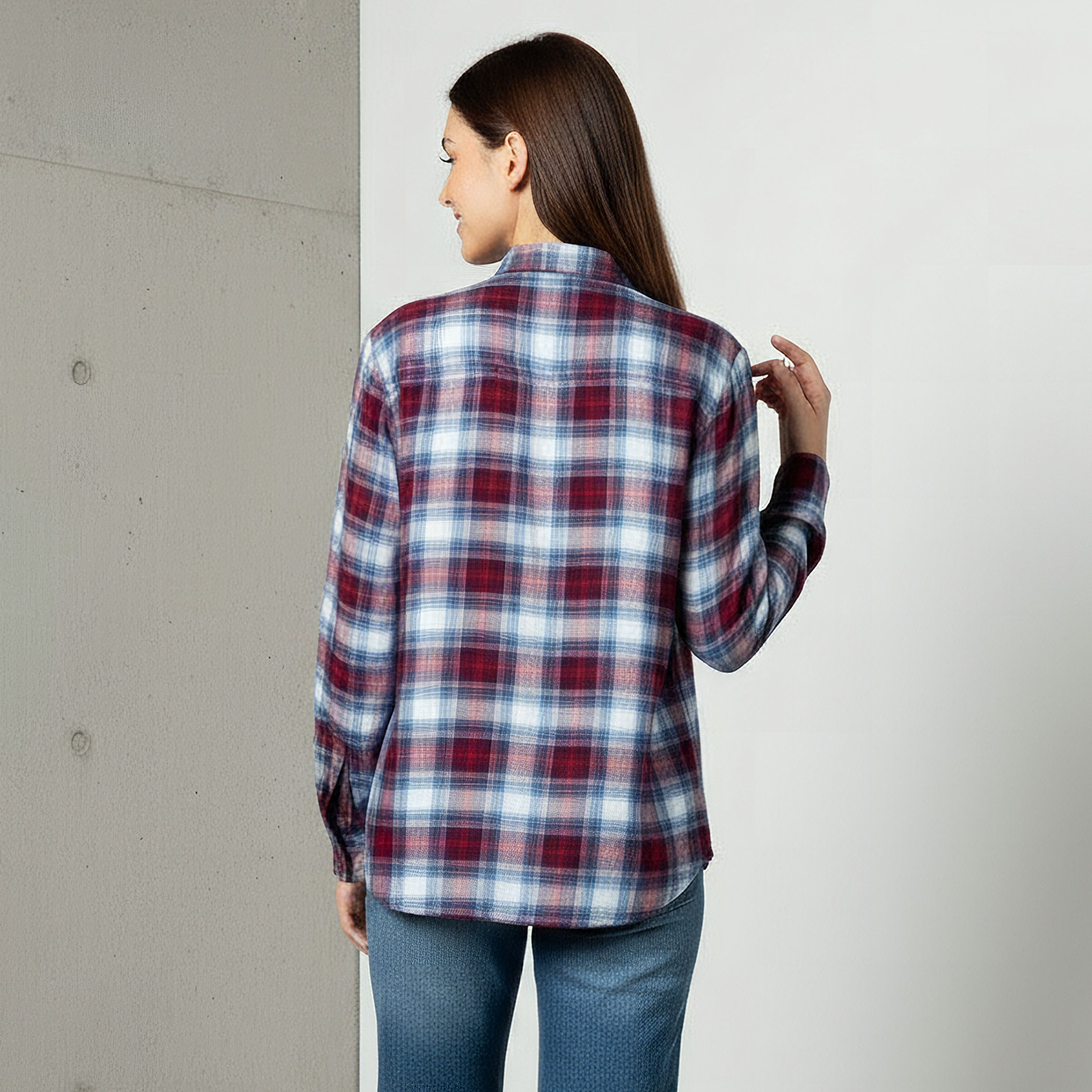 Lee Cooper Regular Fit Checked Shirt-women-clothing-shirtsandblouses-shirts-image-3