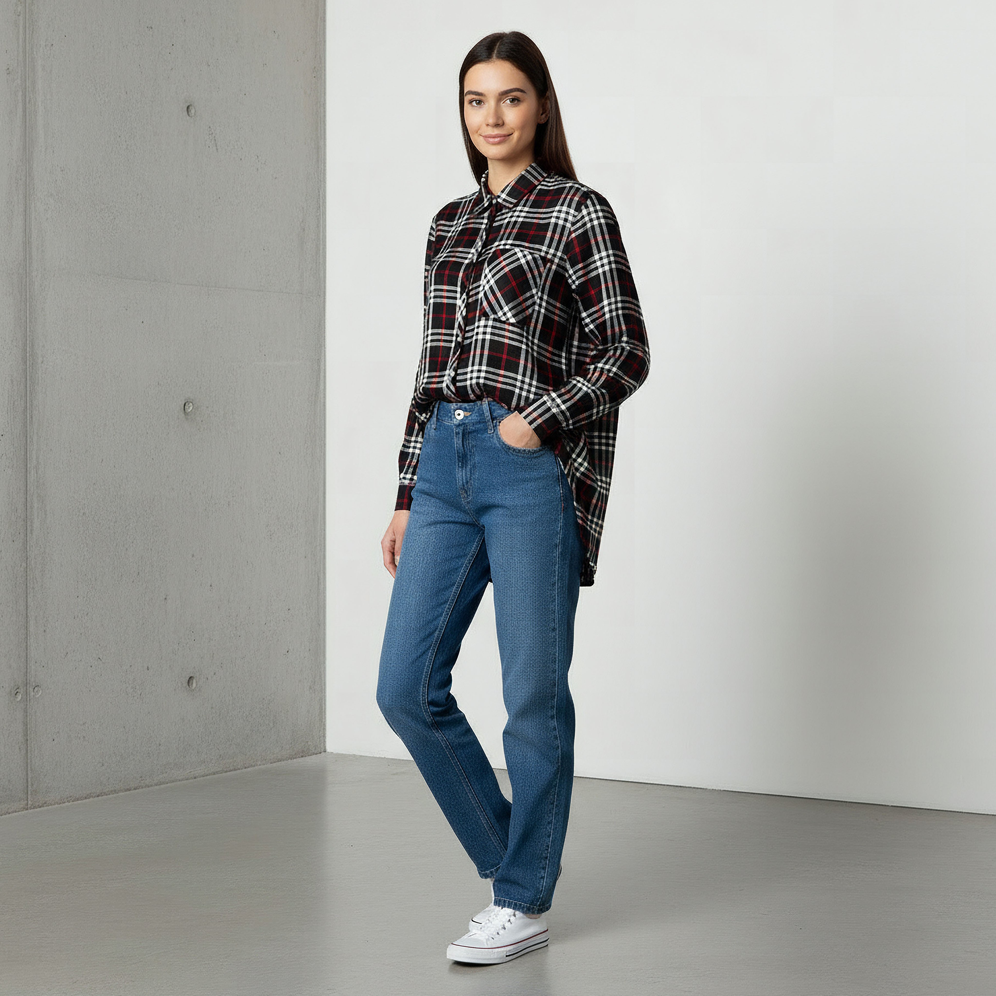 Lee Cooper Regular Fit Checked Shirt-women-clothing-shirtsandblouses-shirts-image-2