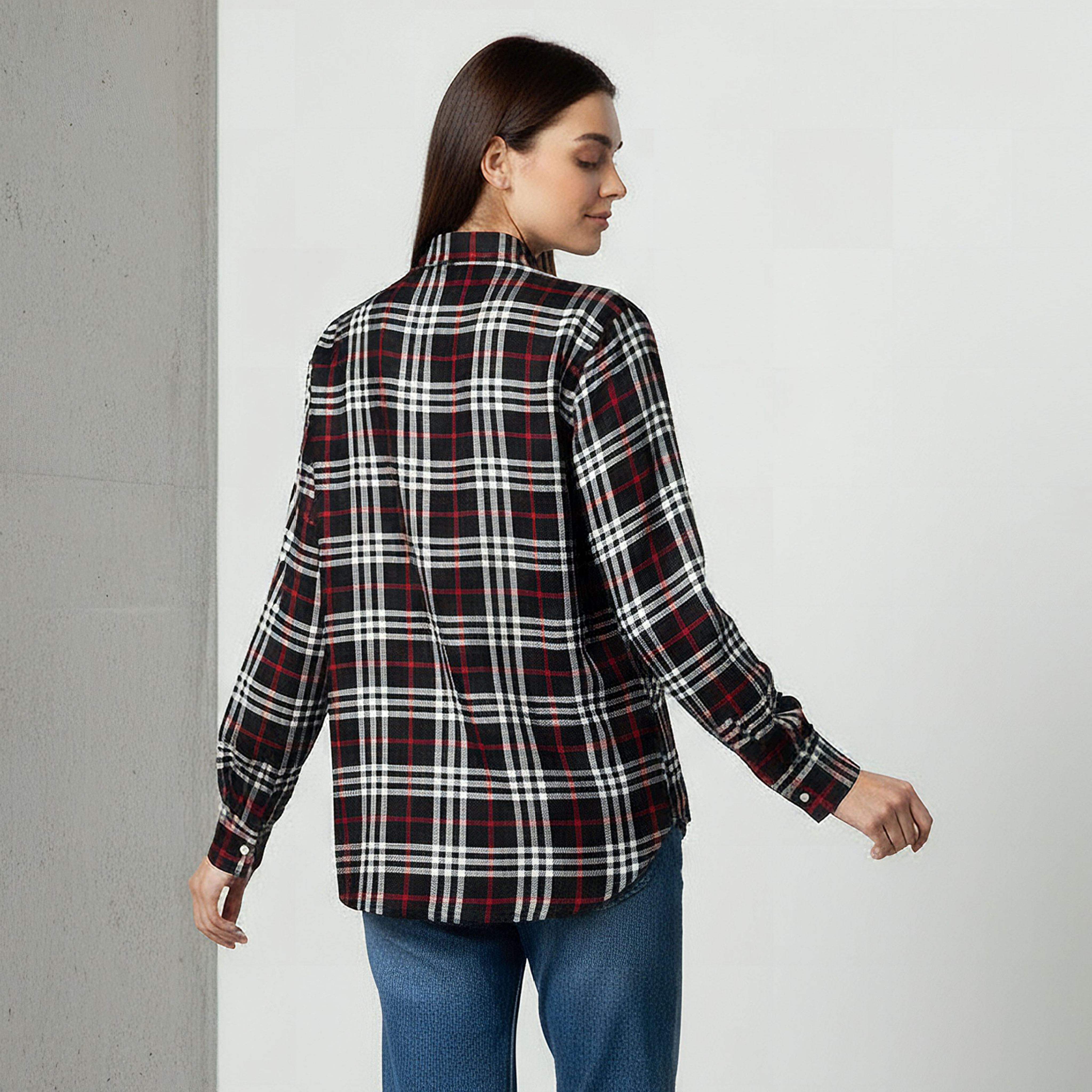 Lee Cooper Regular Fit Checked Shirt-women-clothing-shirtsandblouses-shirts-image-3