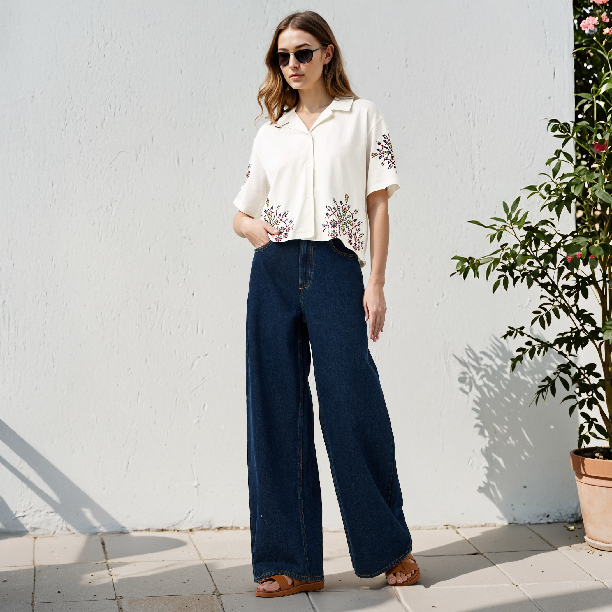 Lee Cooper Relaxed Fit Braided High Rise Jeans with Pockets-women-clothing-bottoms-jeans-image-2