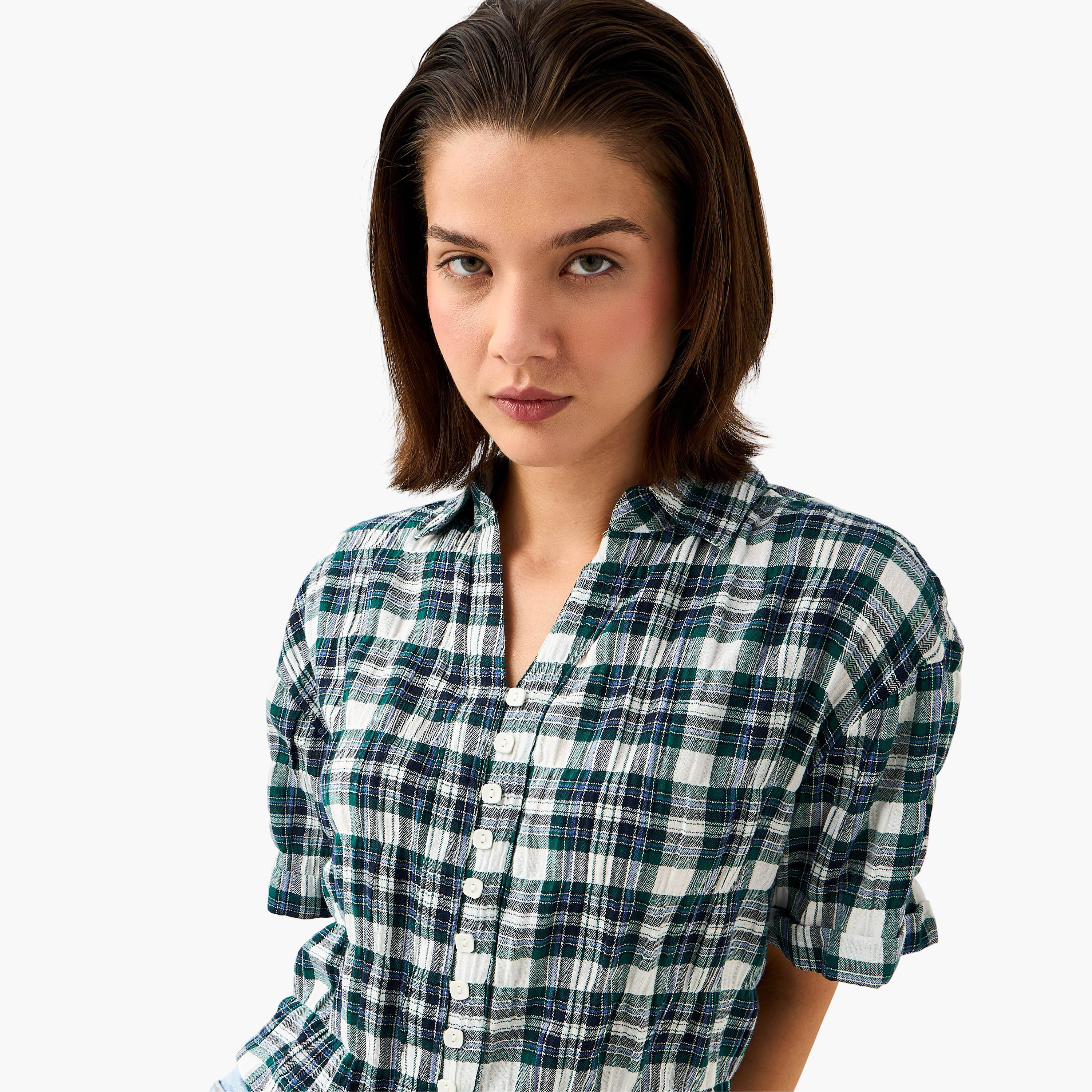 Lee Cooper Regular Fit Collared Checked Shirt-women-clothing-shirtsandblouses-shirts-image-4