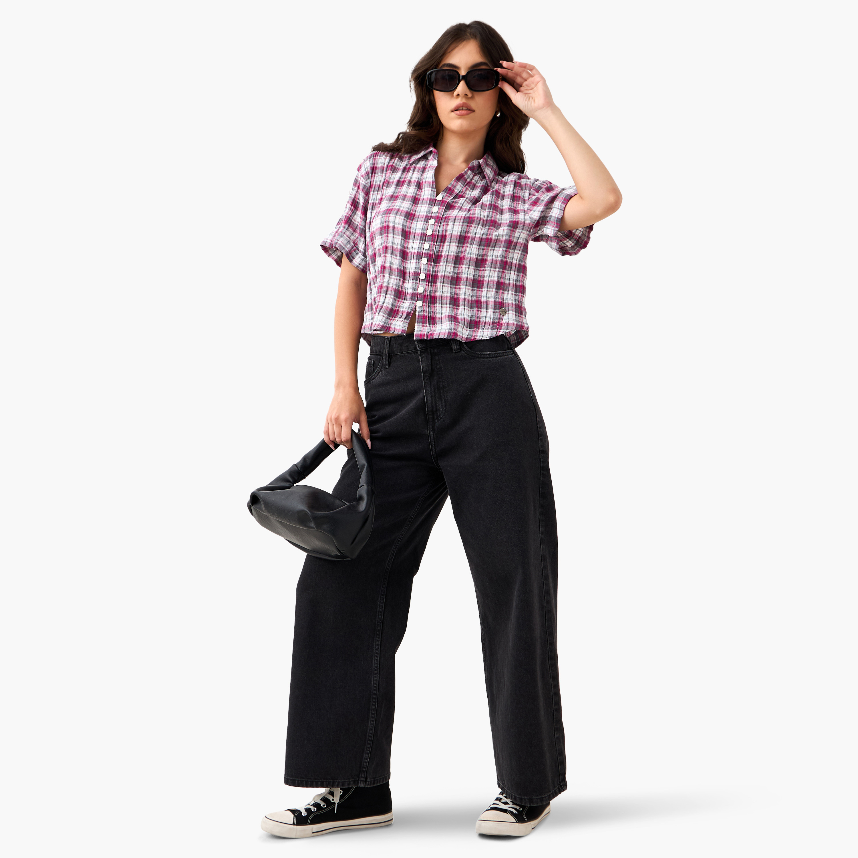 Lee Cooper Regular Fit Collared Checked Shirt-women-clothing-shirtsandblouses-shirts-image-2