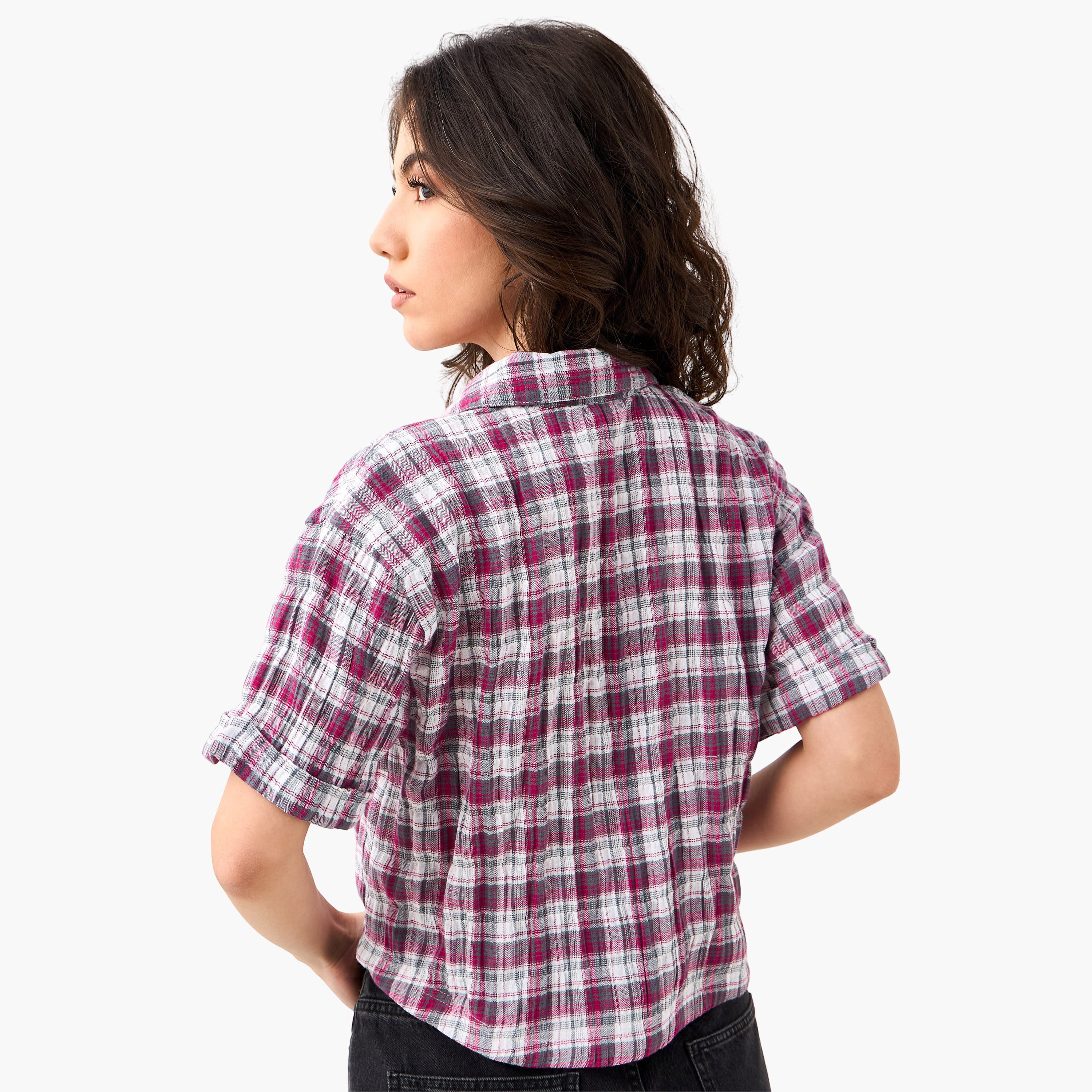 Lee Cooper Regular Fit Collared Checked Shirt-women-clothing-shirtsandblouses-shirts-image-3