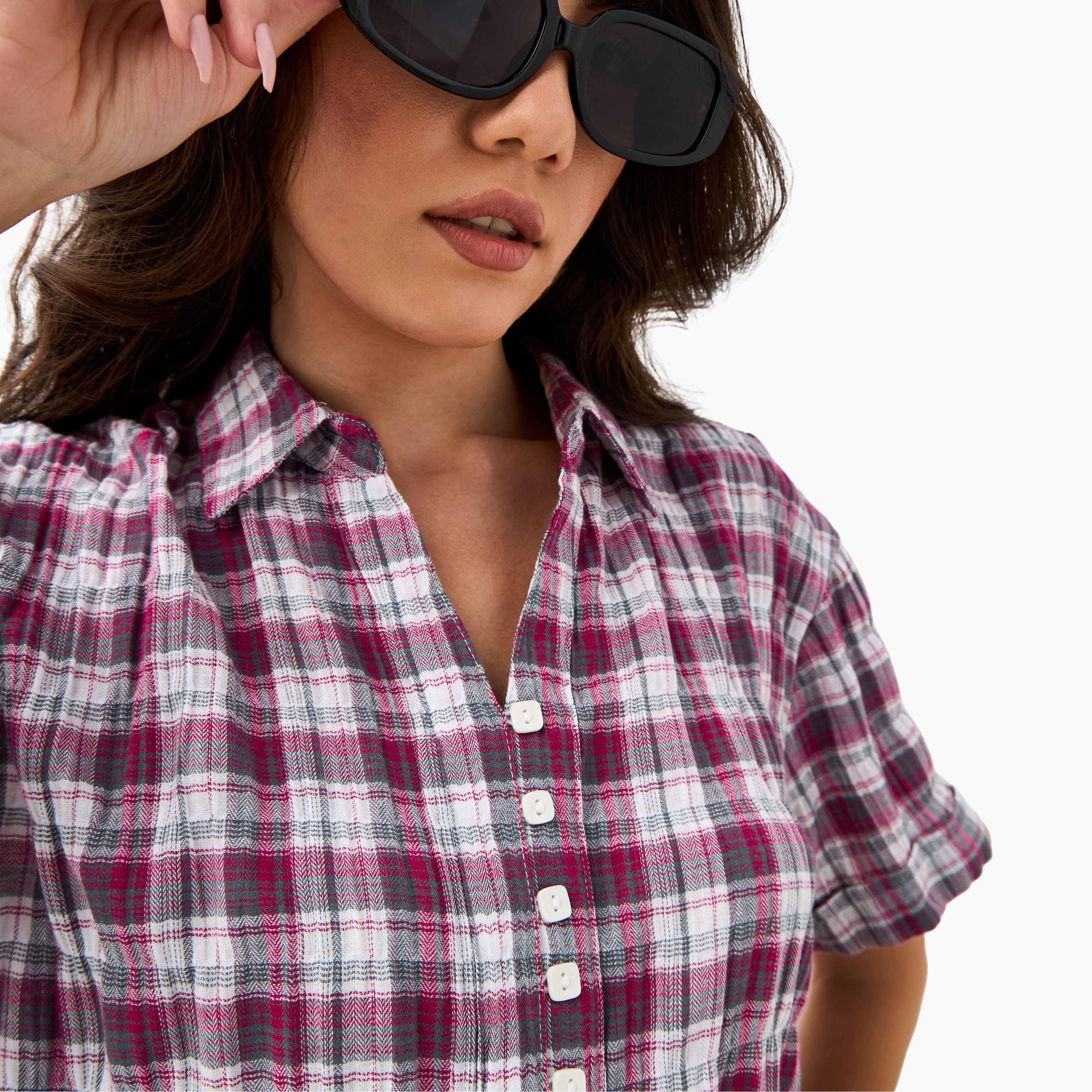 Lee Cooper Regular Fit Collared Checked Shirt-women-clothing-shirtsandblouses-shirts-image-4