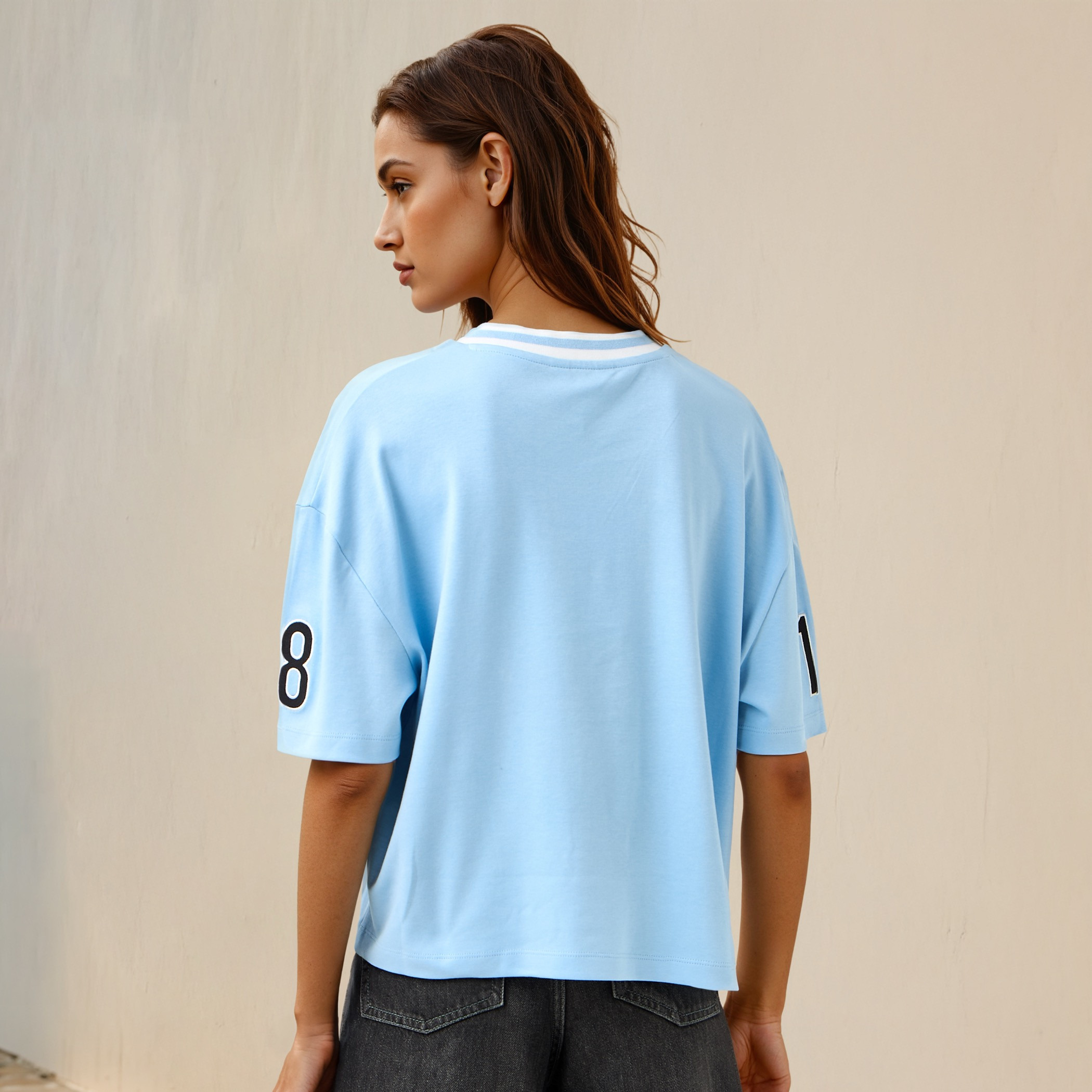 Lee Cooper Typographic Print V-neck Cotton T-shirt-women-clothing-tshirts-image-3