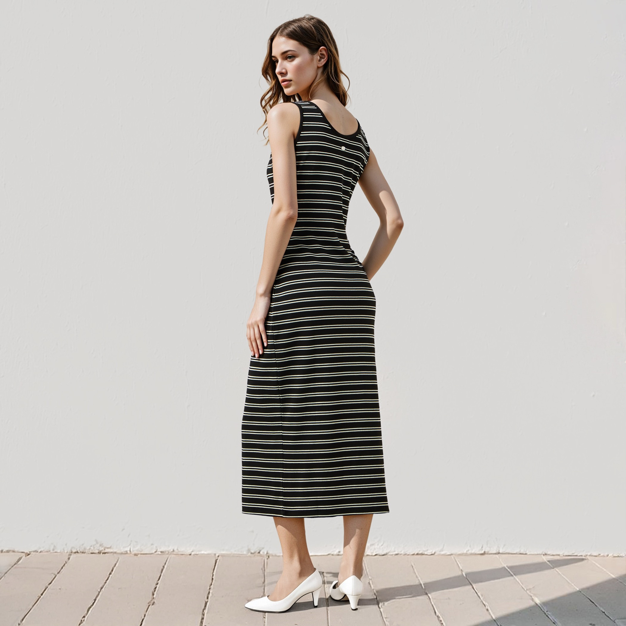 Lee Cooper Striped Sleeveless A-Line Midi Dress-women-clothing-dresses-image-3
