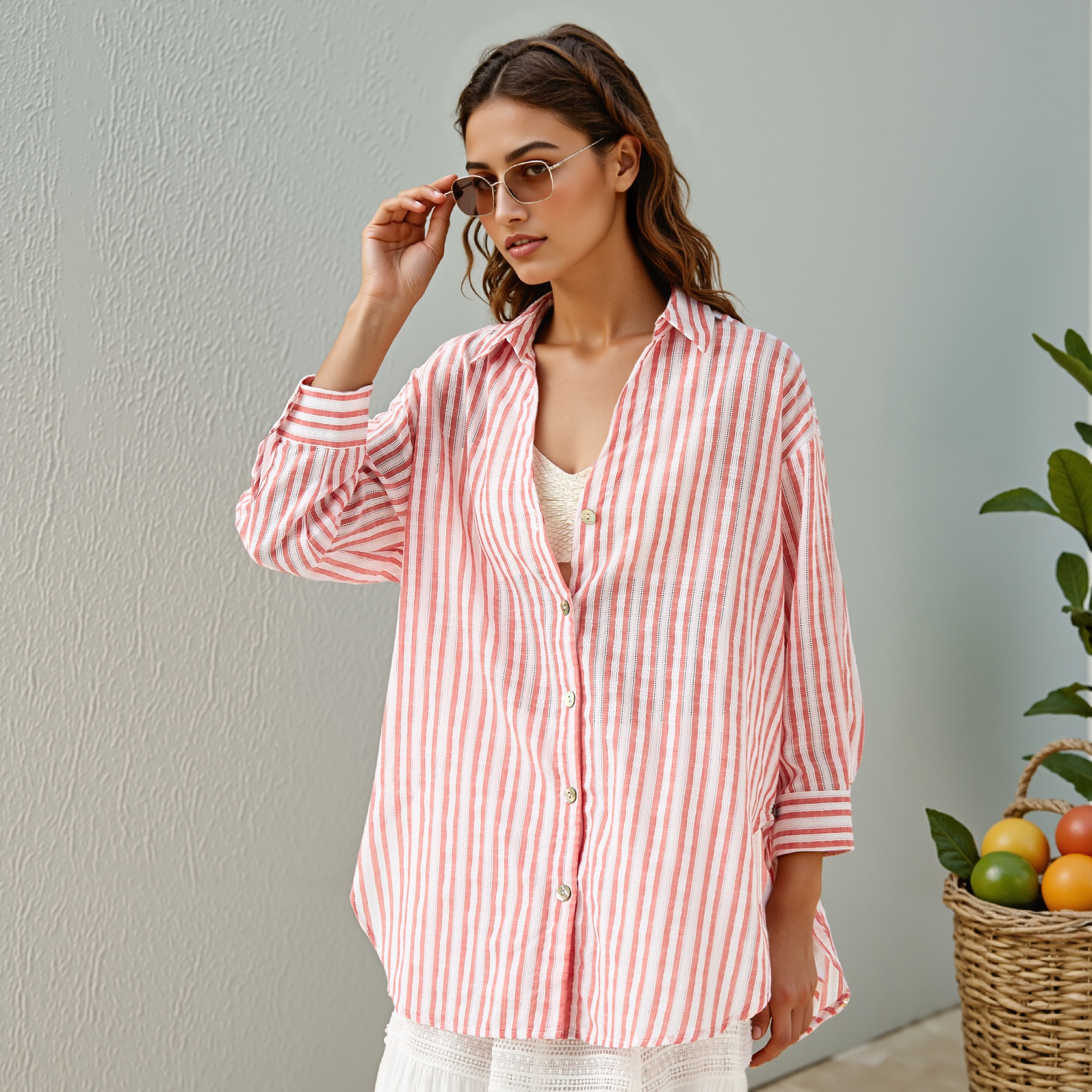 Textured Striped Shirt-women-clothing-shirtsandblouses-shirts-image-1