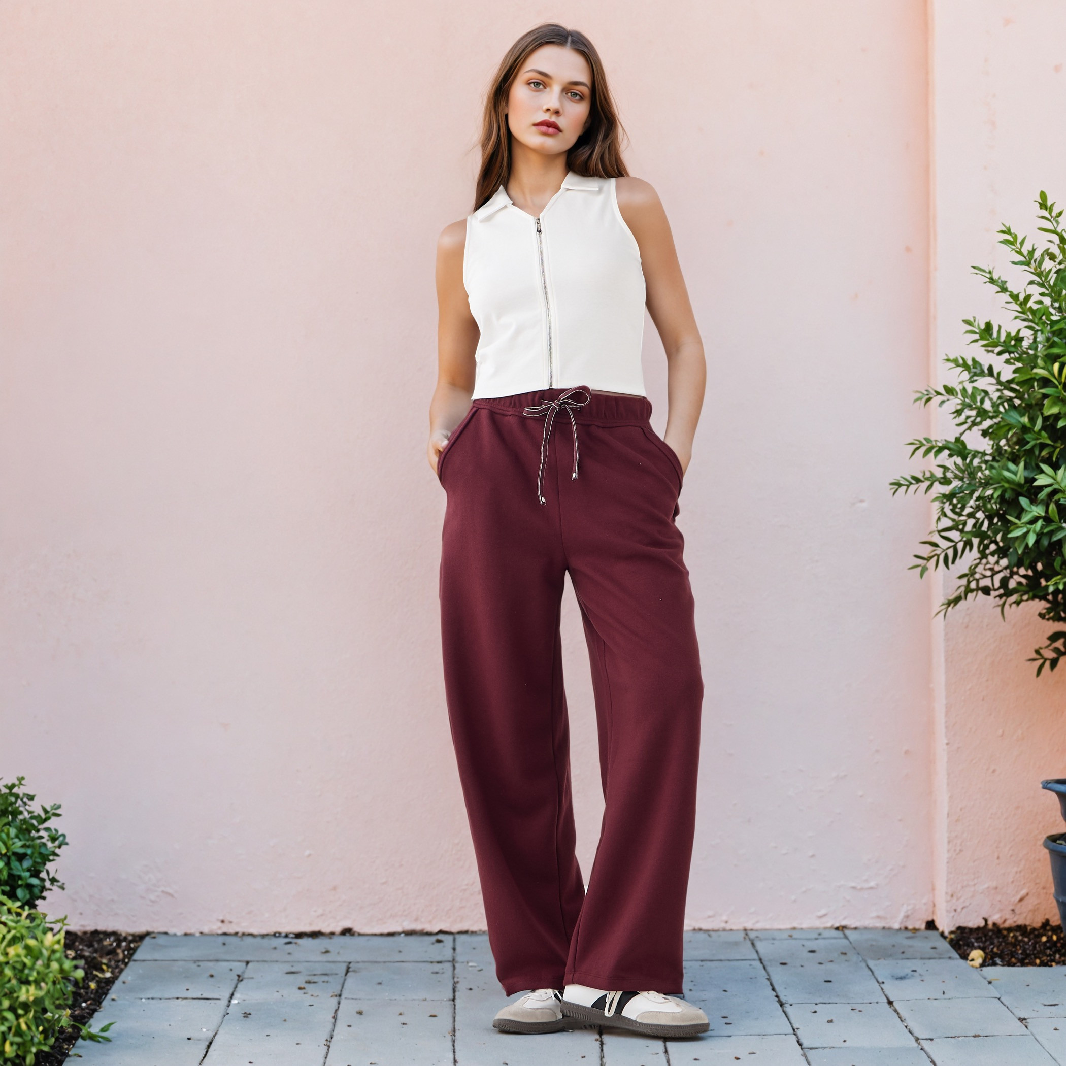 Lee Cooper High Rise Track Pants with Pockets-women-clothing-bottoms-joggers-image-2