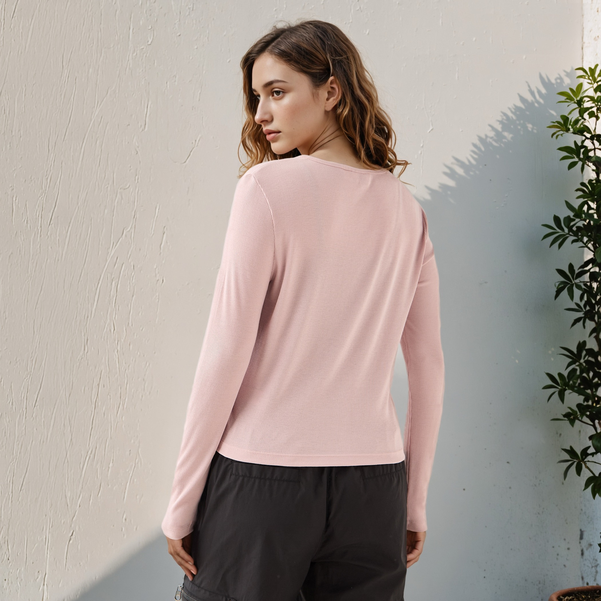 Lee Cooper Ribbed Henley Neck Shirt-women-clothing-shirtsandblouses-shirts-image-3