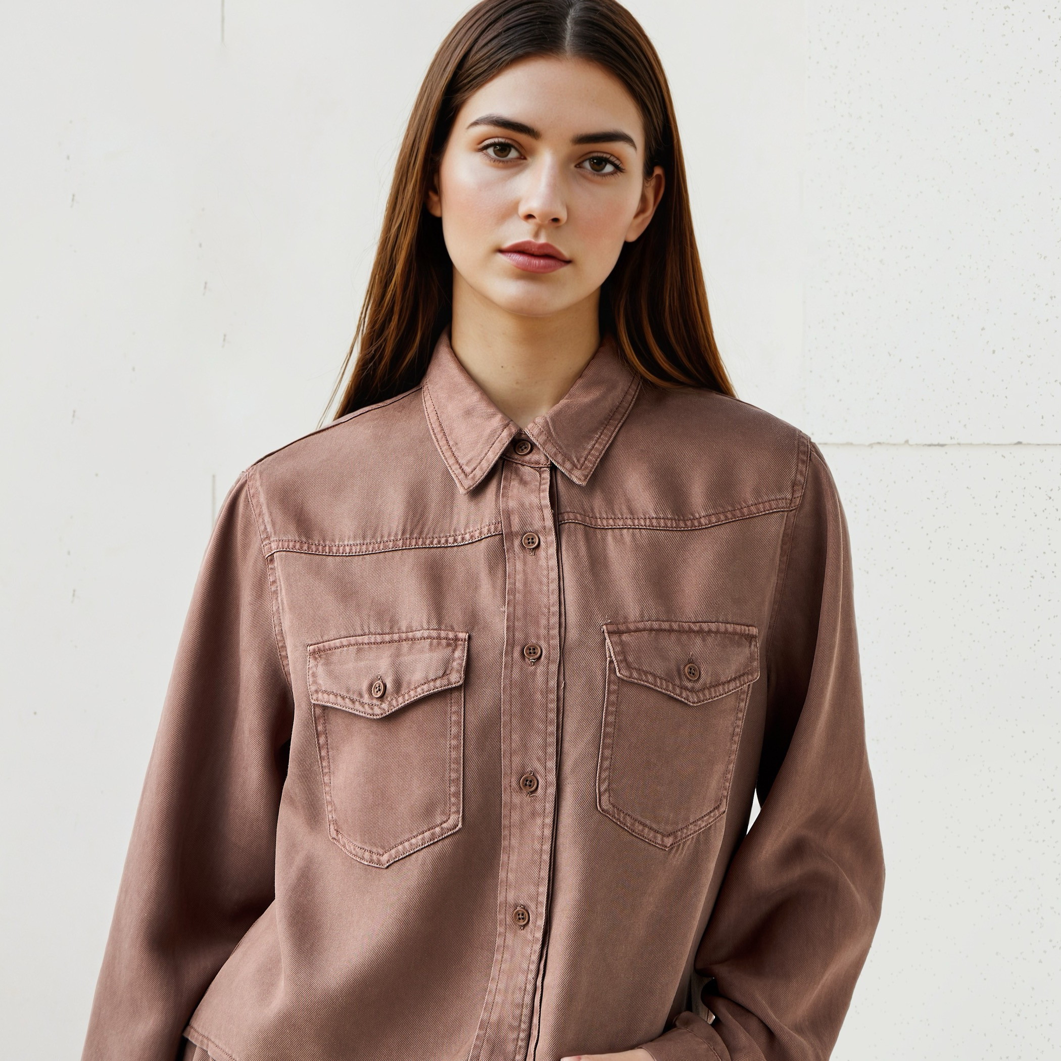 Lee Cooper Regular Fit Tencel Shirt with Long Sleeves-women-clothing-shirtsandblouses-shirts-image-4