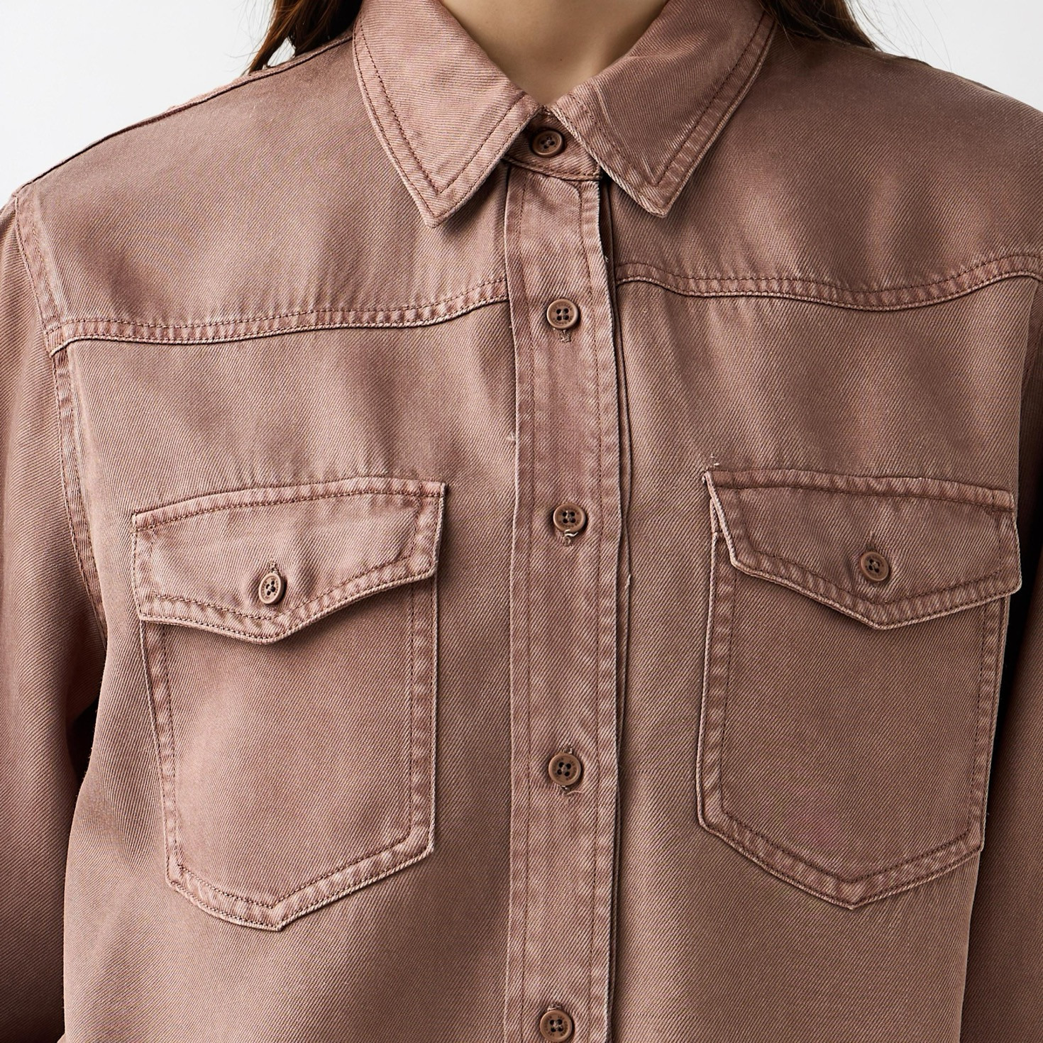 Lee Cooper Regular Fit Tencel Shirt with Long Sleeves-women-clothing-shirtsandblouses-shirts-image-5