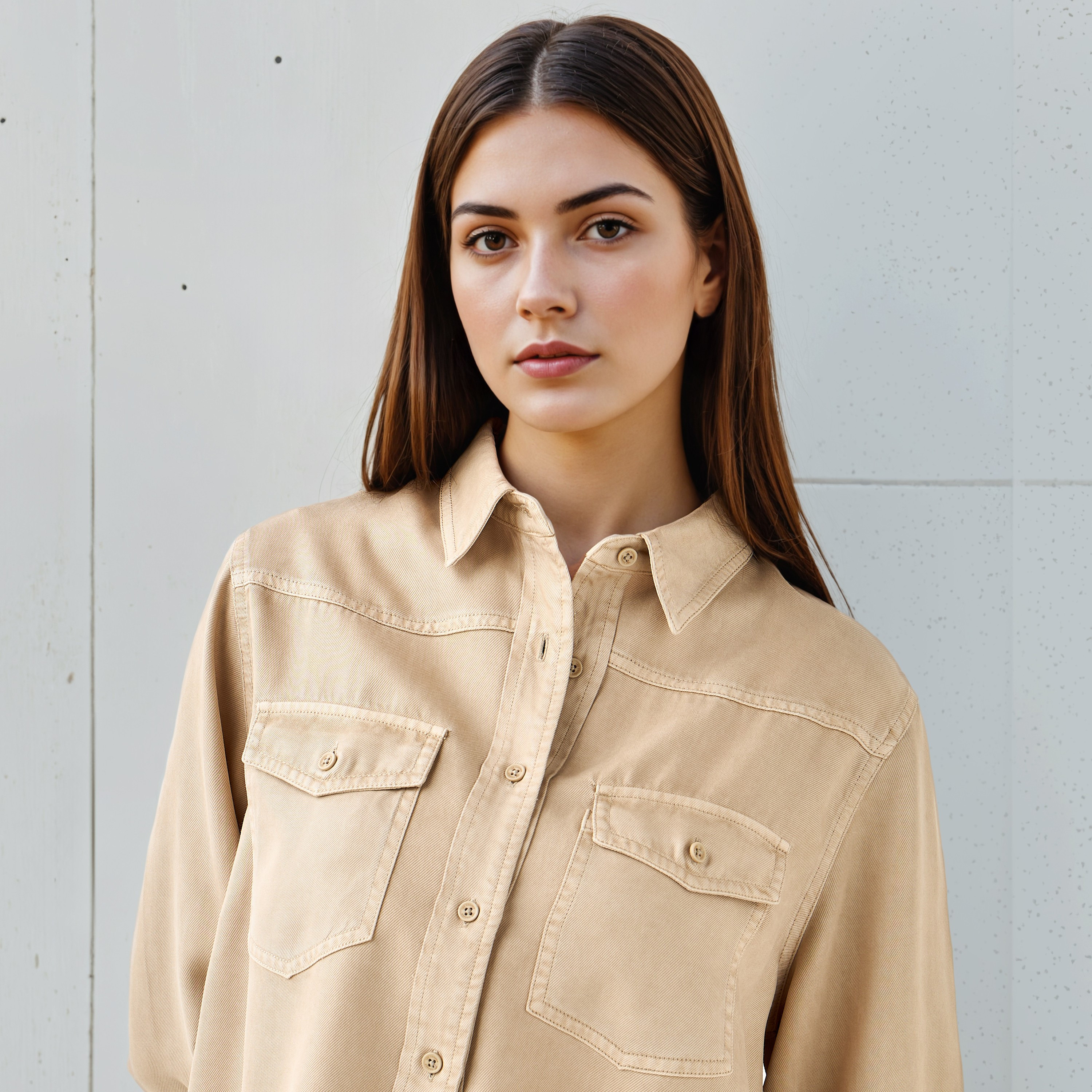 Lee Cooper Regular Fit Tencel Shirt with Long Sleeves-women-clothing-shirtsandblouses-shirts-image-4