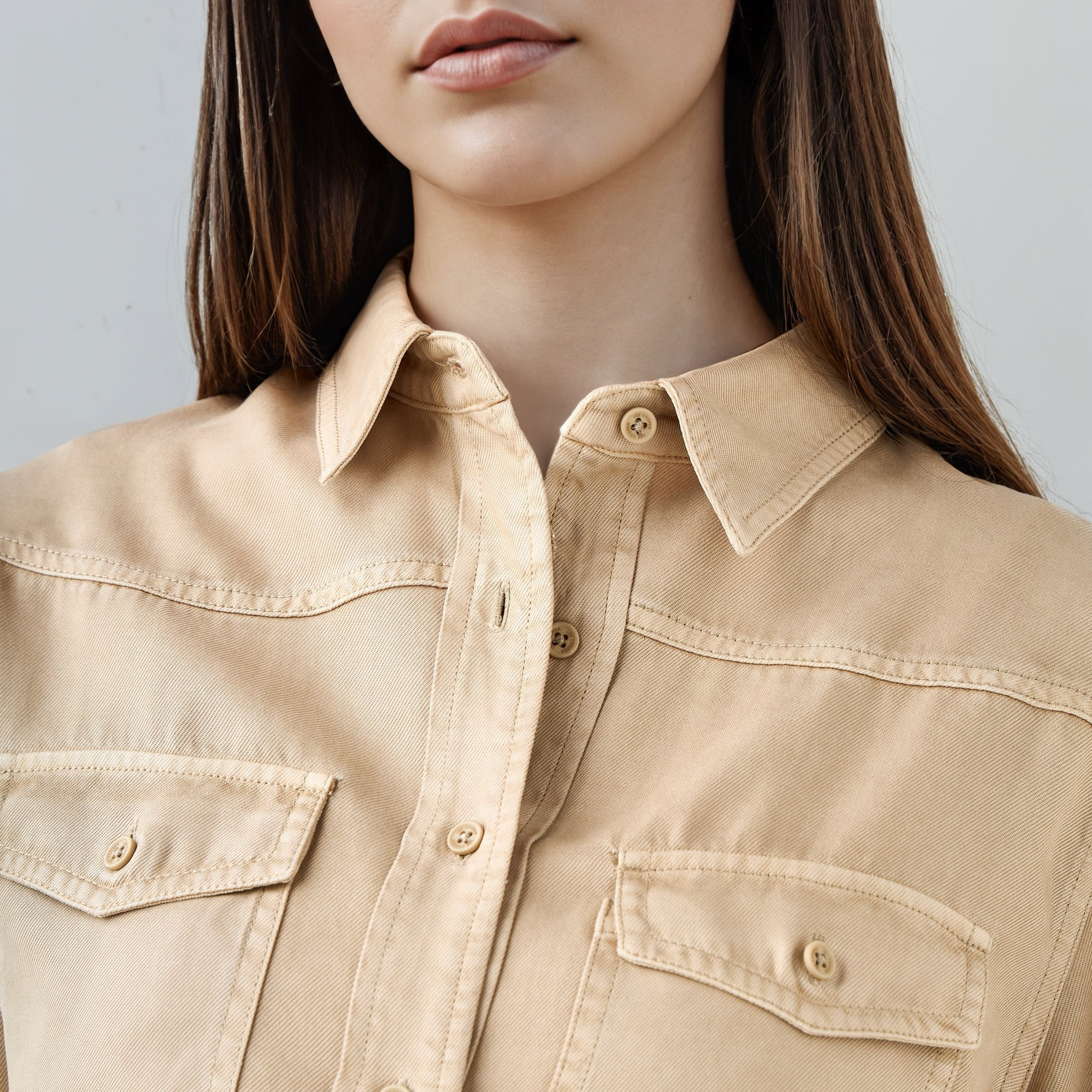 Lee Cooper Regular Fit Tencel Shirt with Long Sleeves-women-clothing-shirtsandblouses-shirts-image-5