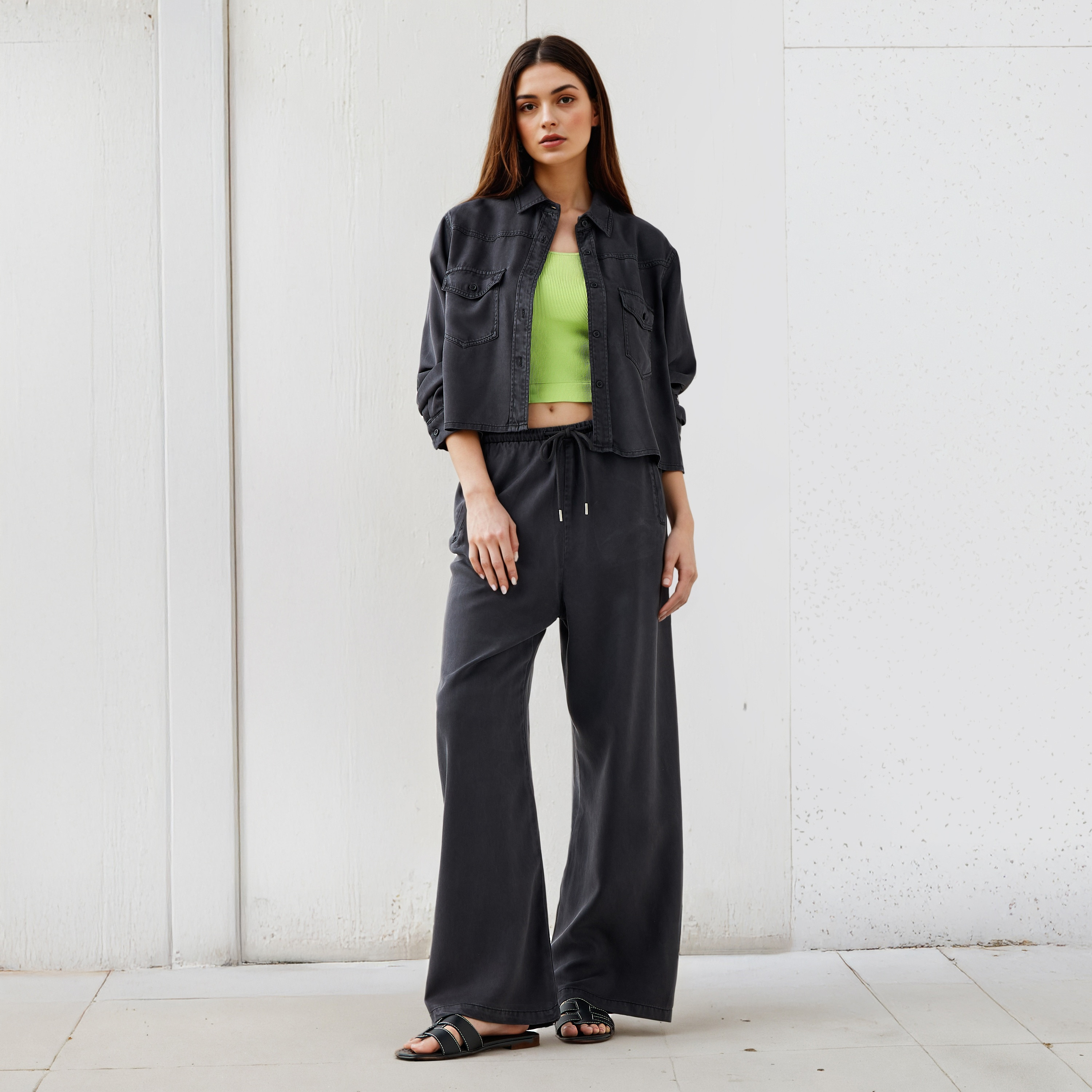 Lee Cooper Regular Fit Tencel Shirt with Long Sleeves-women-clothing-shirtsandblouses-shirts-image-2