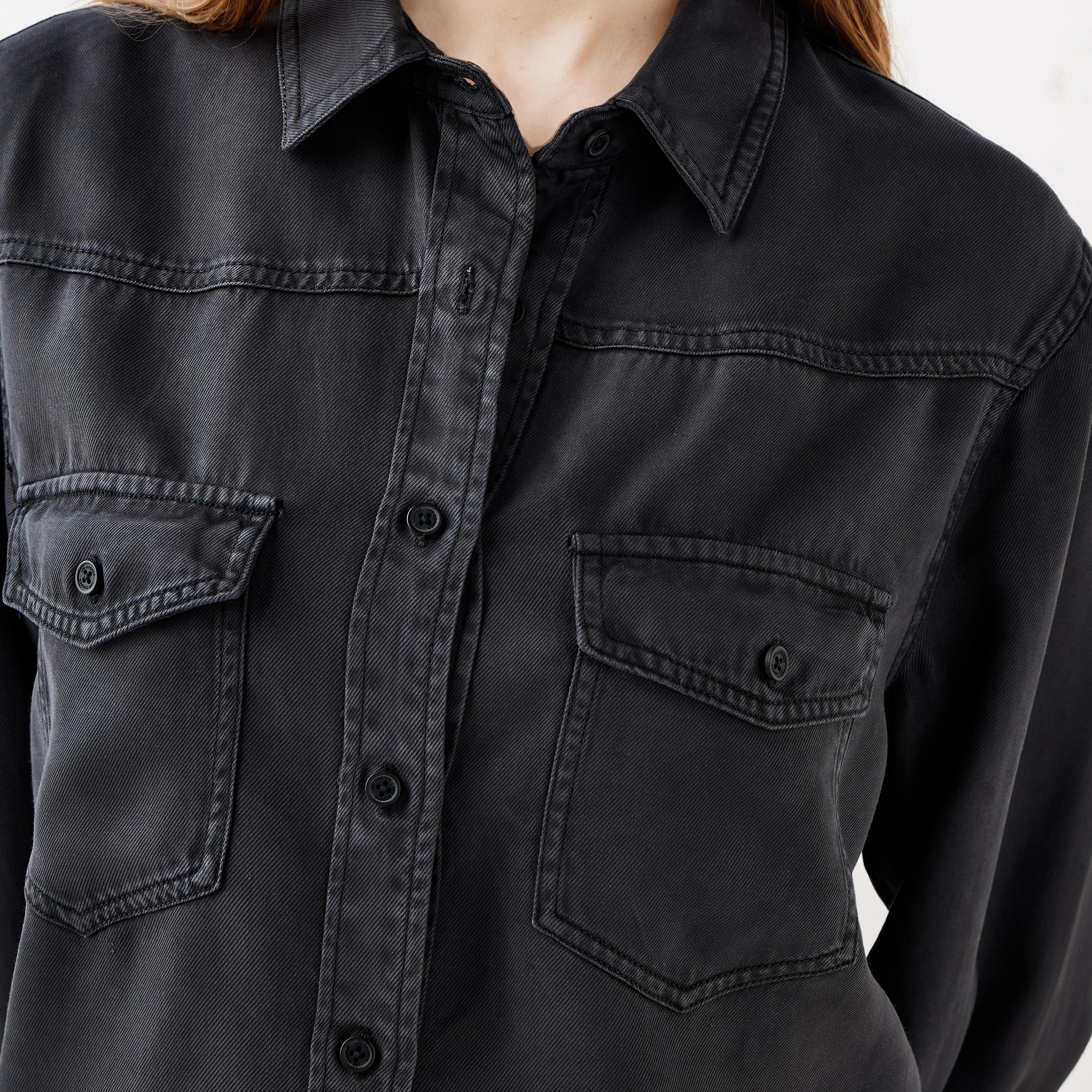 Lee Cooper Regular Fit Tencel Shirt with Long Sleeves-women-clothing-shirtsandblouses-shirts-image-5