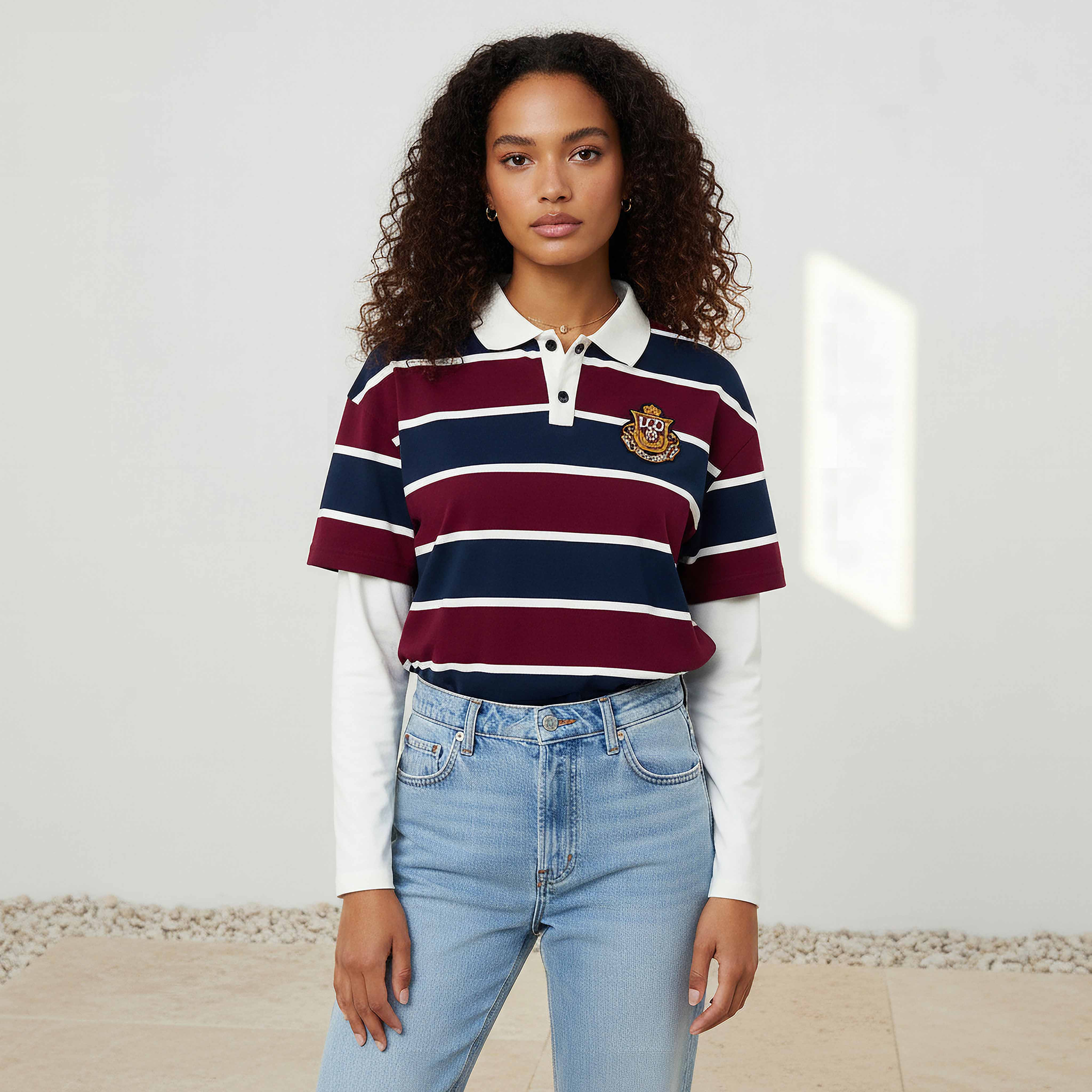 Lee Cooper Polo T-shirt Regular Fit with Stripes Cotton-women-clothing-tshirts-image-1