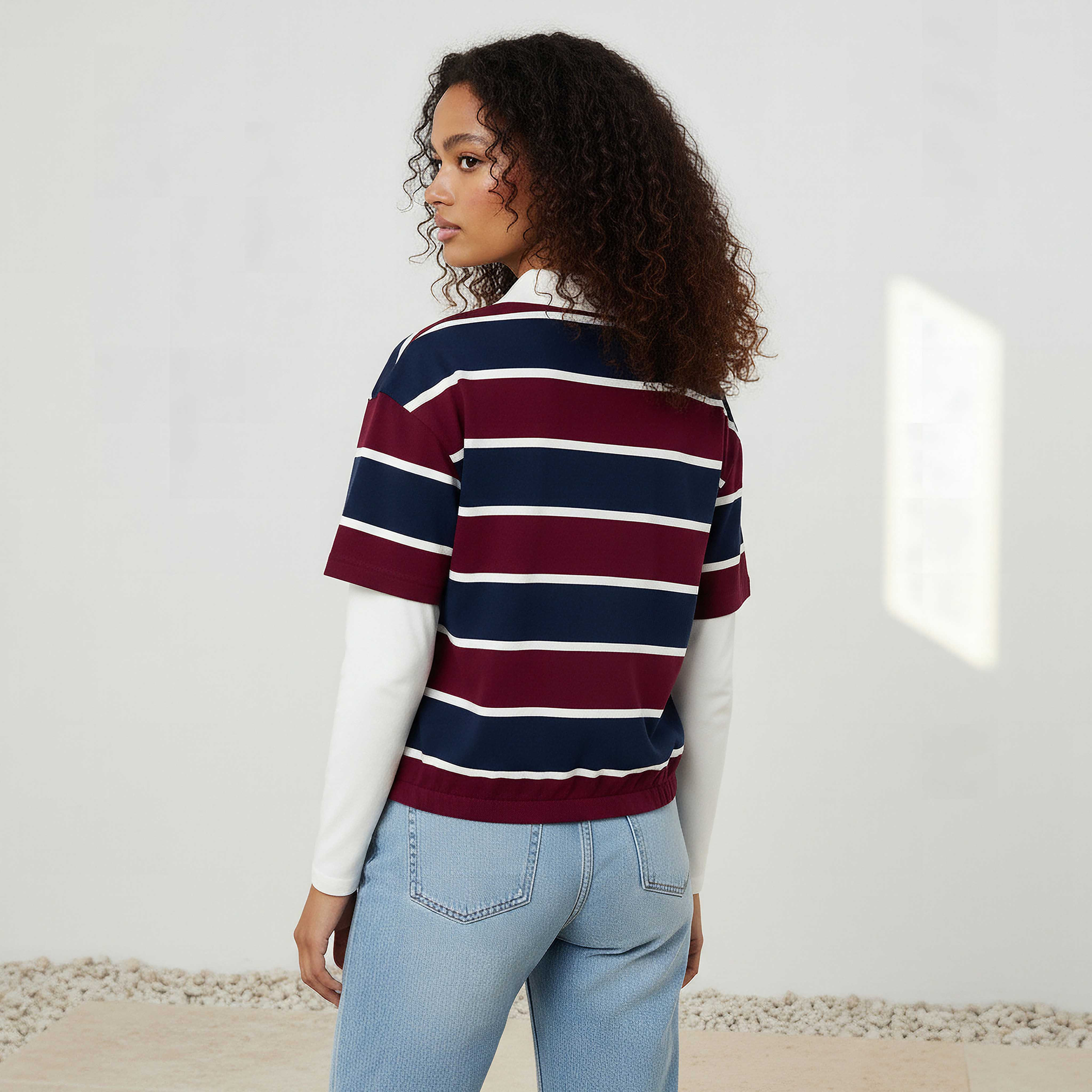 Lee Cooper Polo T-shirt Regular Fit with Stripes Cotton-women-clothing-tshirts-image-3