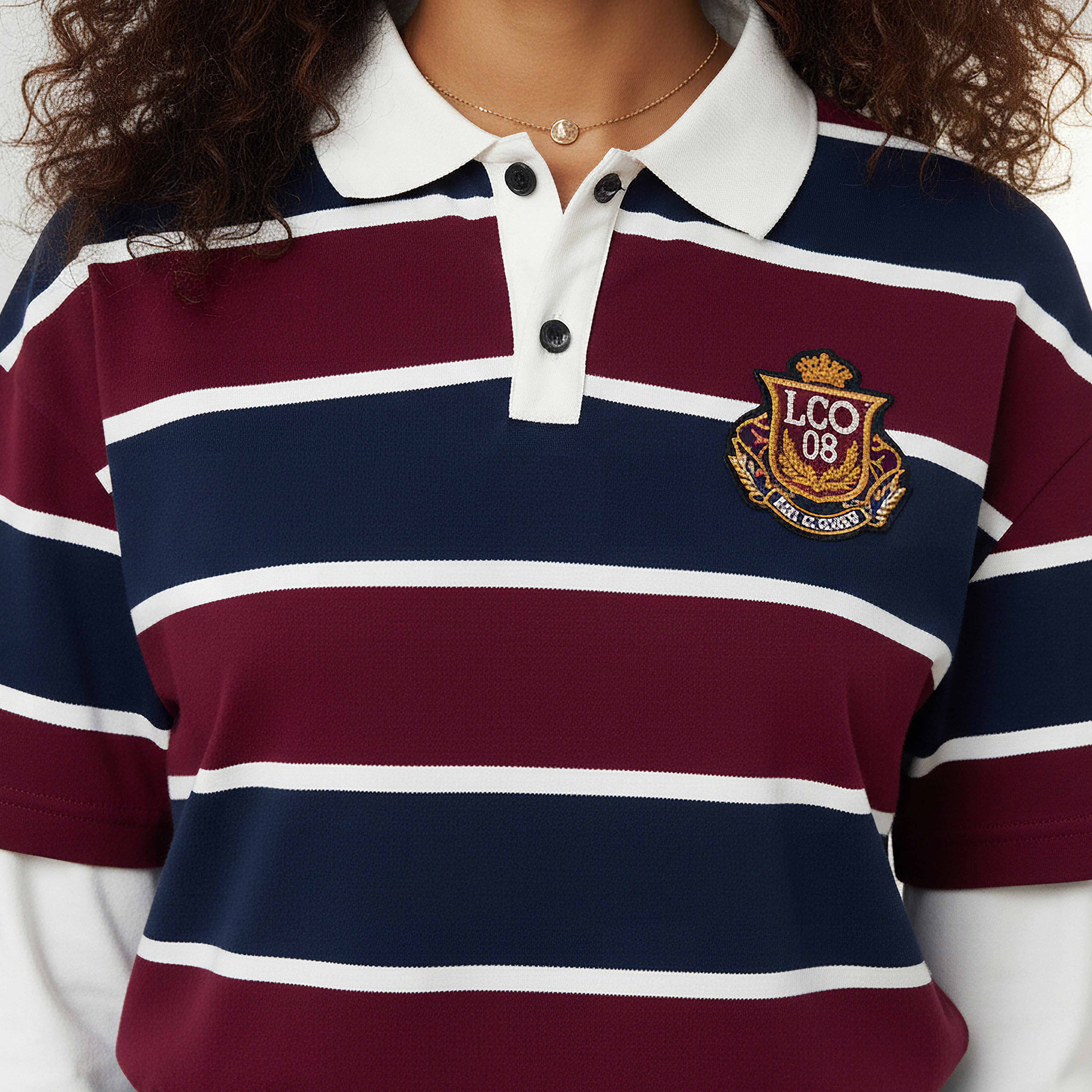 Lee Cooper Polo T-shirt Regular Fit with Stripes Cotton-women-clothing-tshirts-image-4