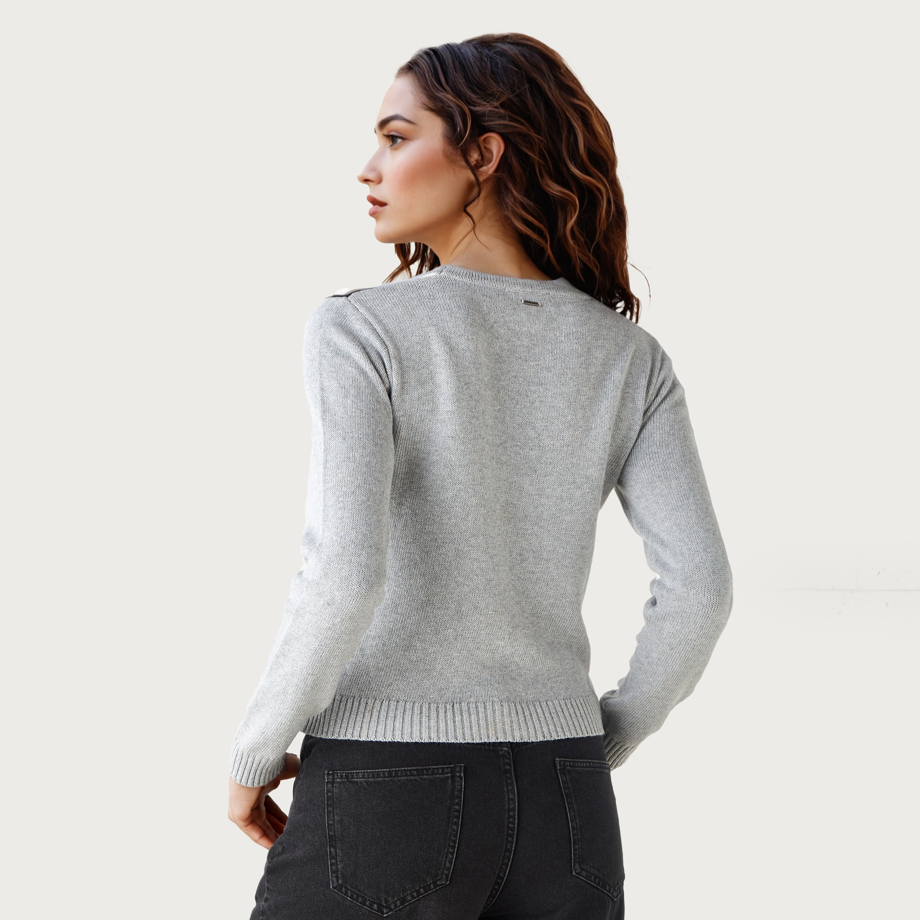 Lee Cooper Argyle Print Cardigan with V-neck and Long Sleeves-women-winterwear-cardigansandjumpers-cardigans-image-4