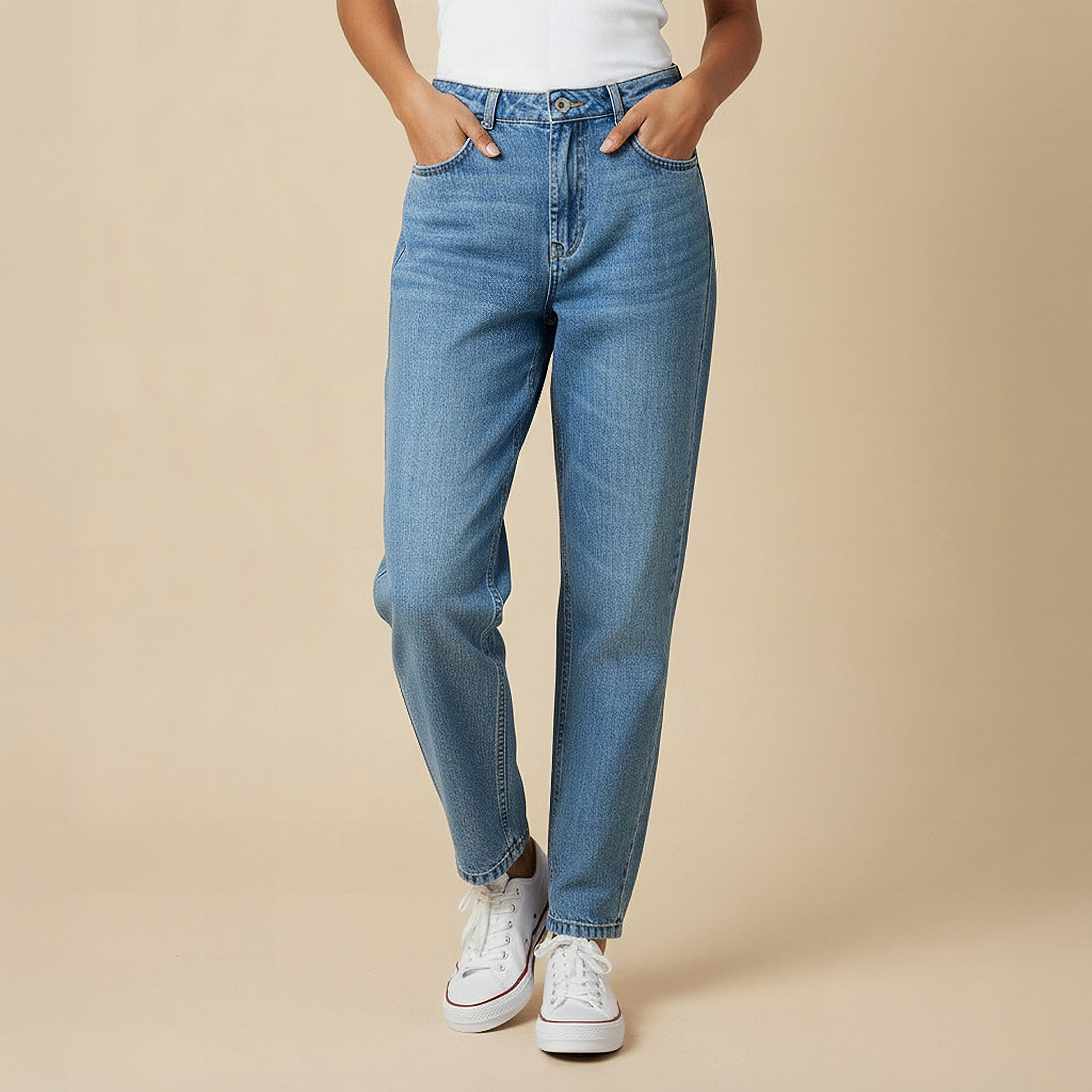 Lee Cooper Straight Fit High-Rise Cotton Jeans with Pockets-women-clothing-bottoms-jeans-image-1