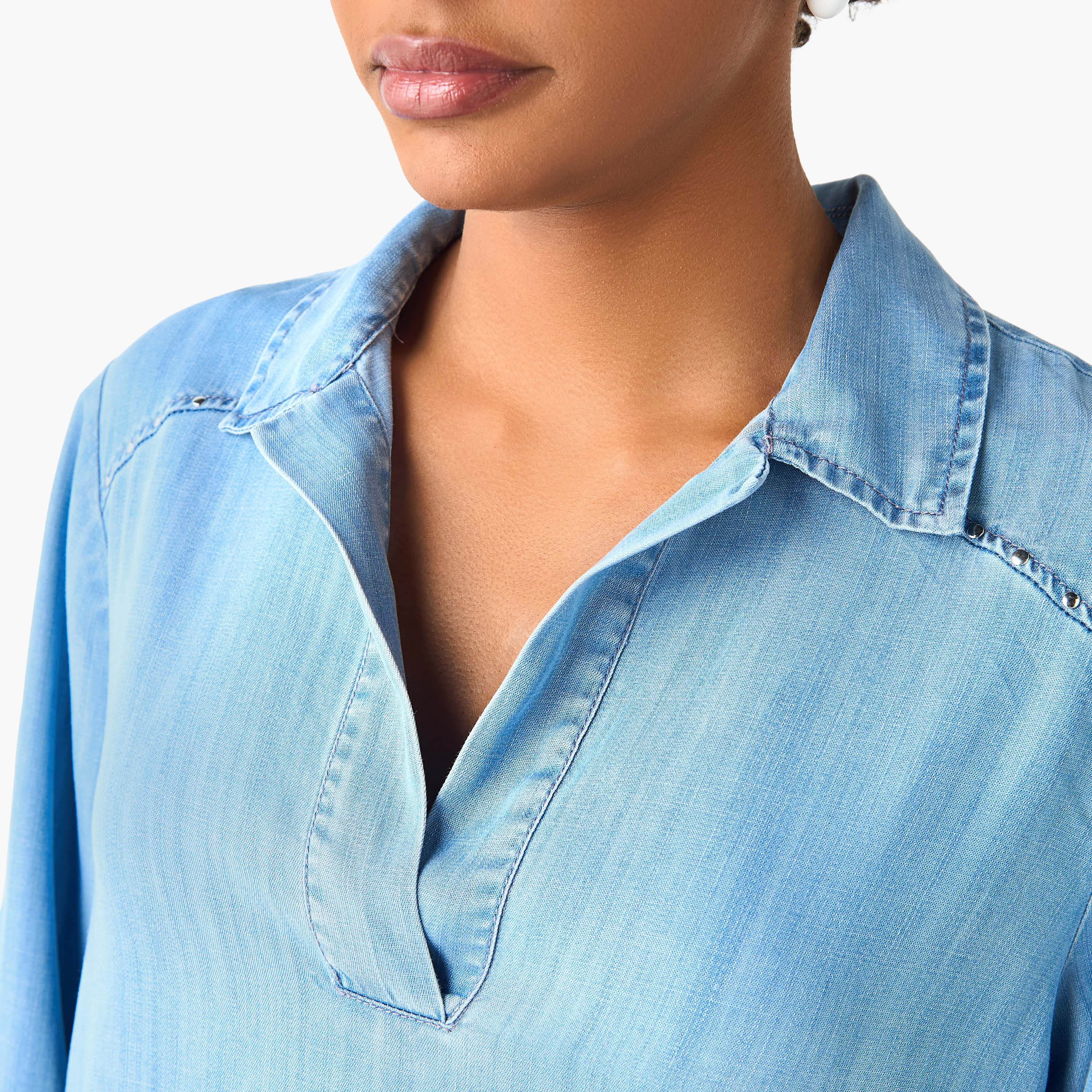 Lee Cooper Regular Fit Cotton Long Top with Pocket-women-clothing-shirtsandblouses-blouses-image-4