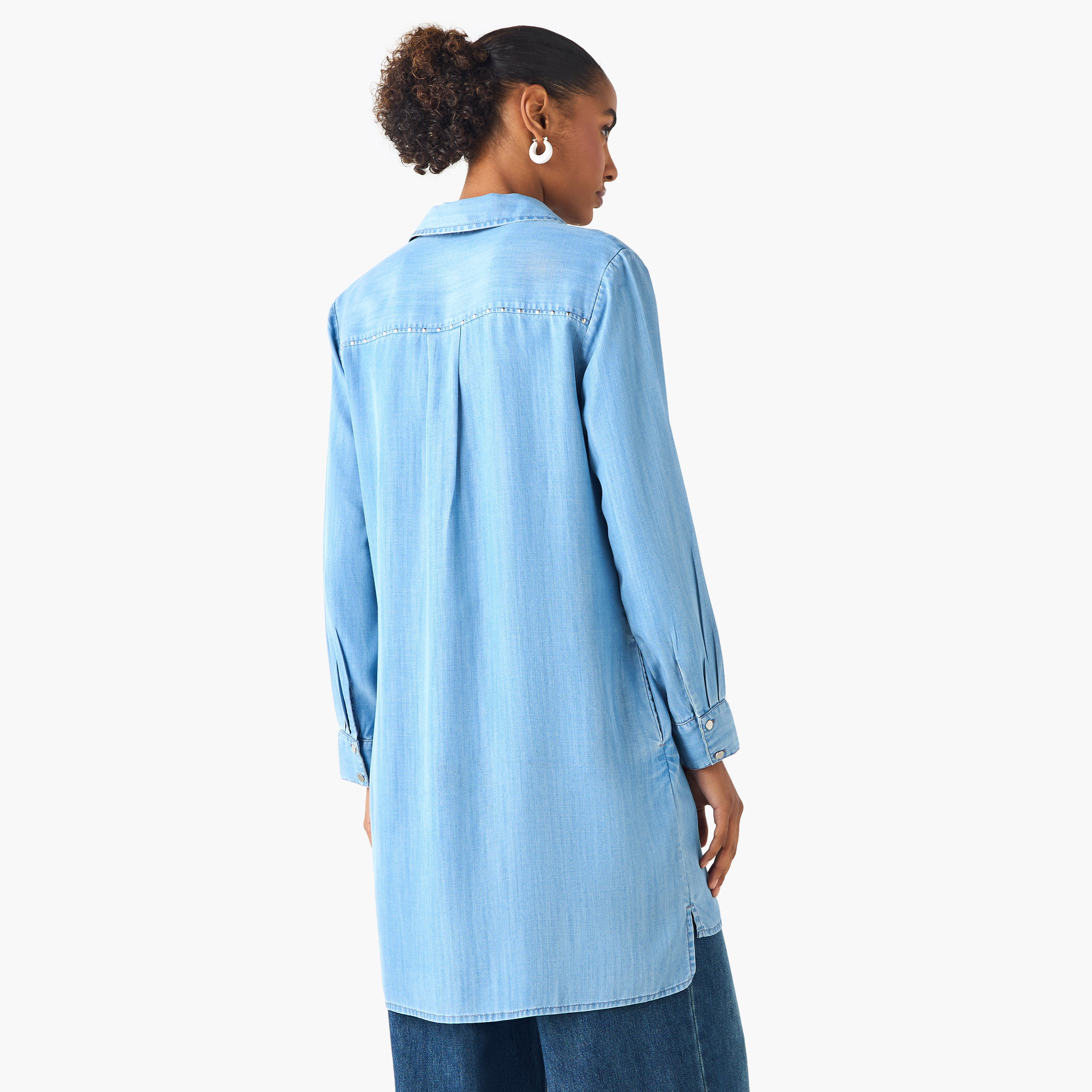 Lee Cooper Regular Fit Cotton Long Top with Pocket-women-clothing-shirtsandblouses-blouses-image-5