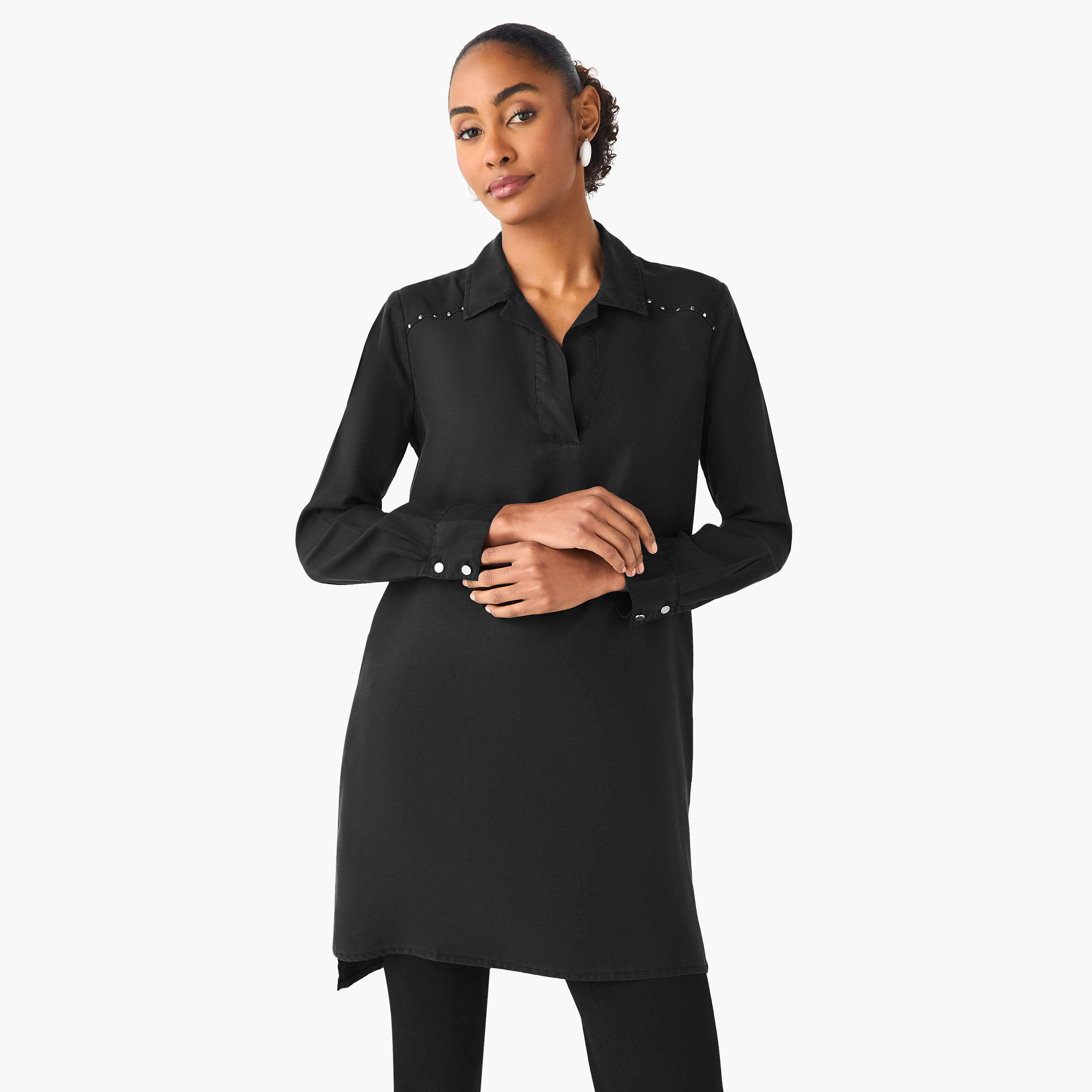 Lee Cooper Regular Fit Cotton Long Top with Pocket-women-clothing-shirtsandblouses-blouses-image-1