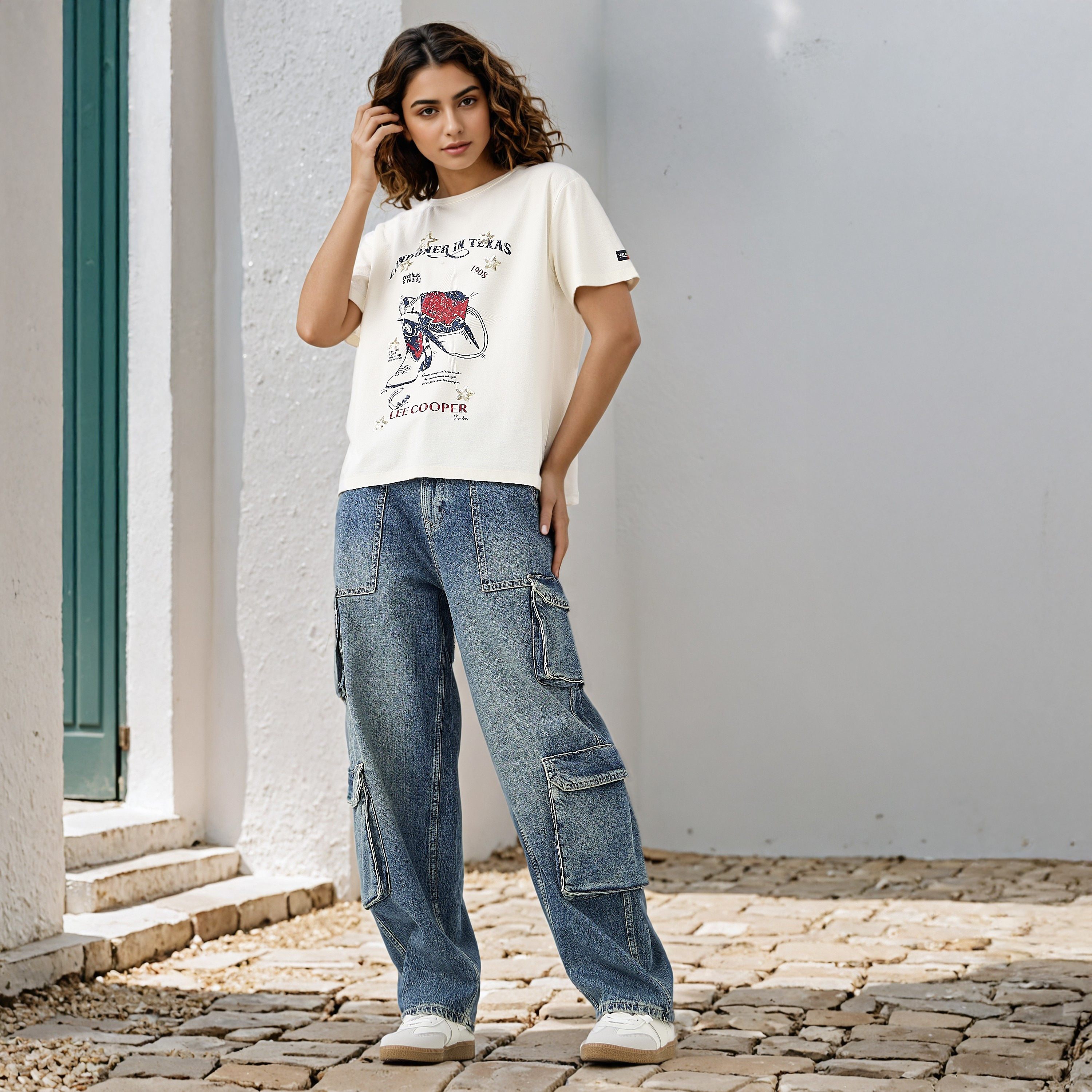 تيشيرت بقصة عادية وطبعات من لي كوبر-women-clothing-tshirts-image-2