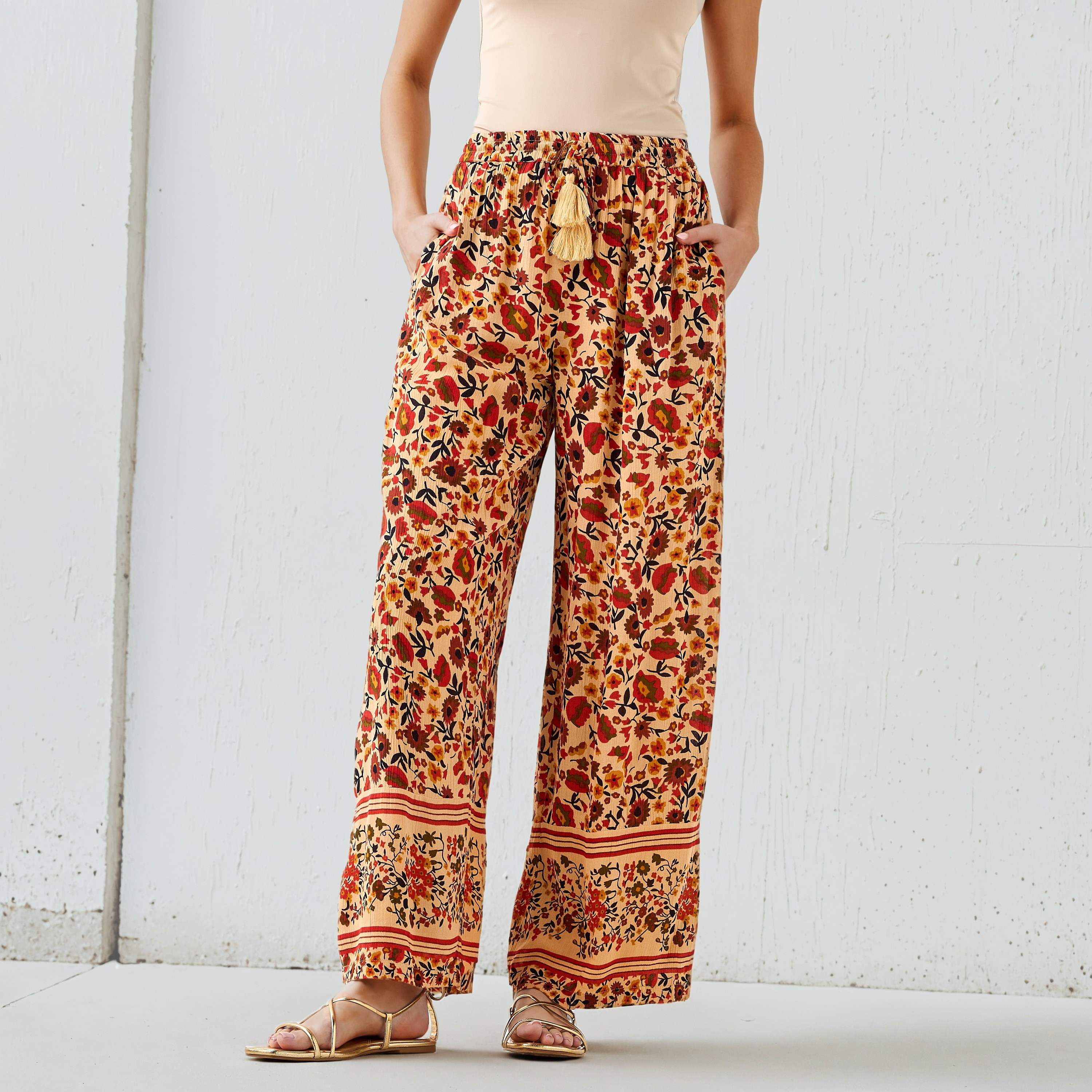 Lee Cooper Bohemian Print Pants with Pockets-women-clothing-bottoms-trousers-image-1