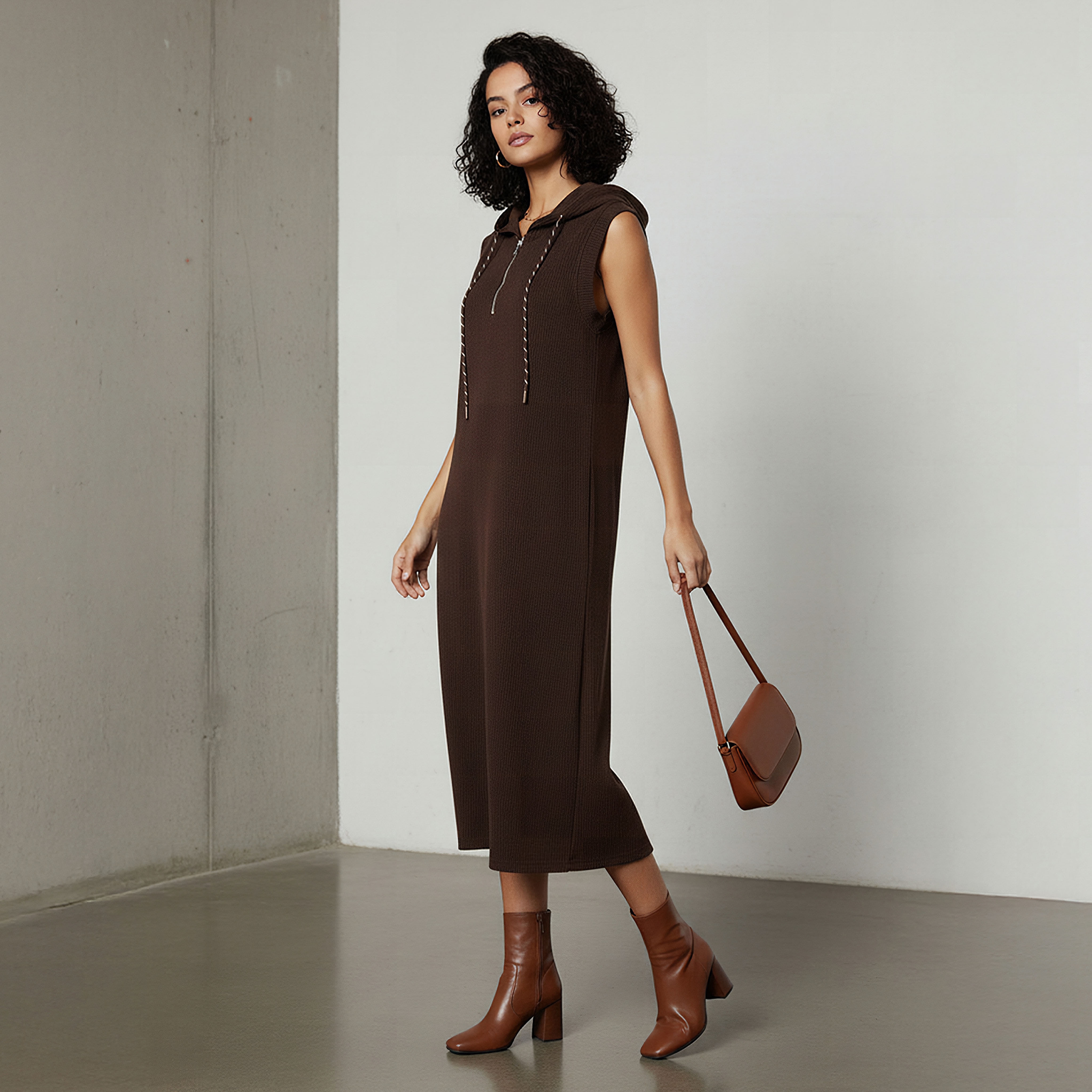 Lee Cooper Ribbed Sleeveless Hooded Dress-women-clothing-dresses-image-2