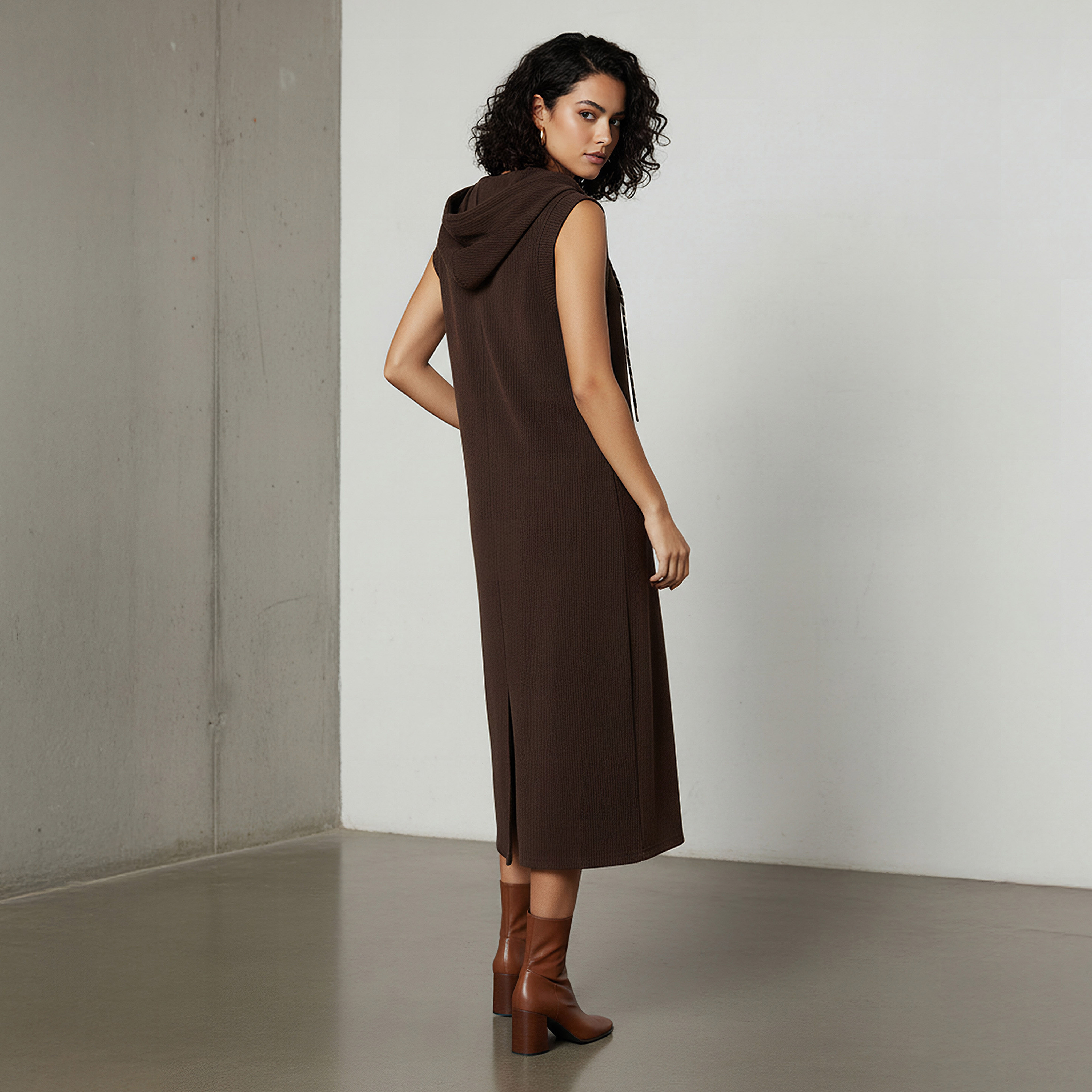 Lee Cooper Ribbed Sleeveless Hooded Dress-women-clothing-dresses-image-3