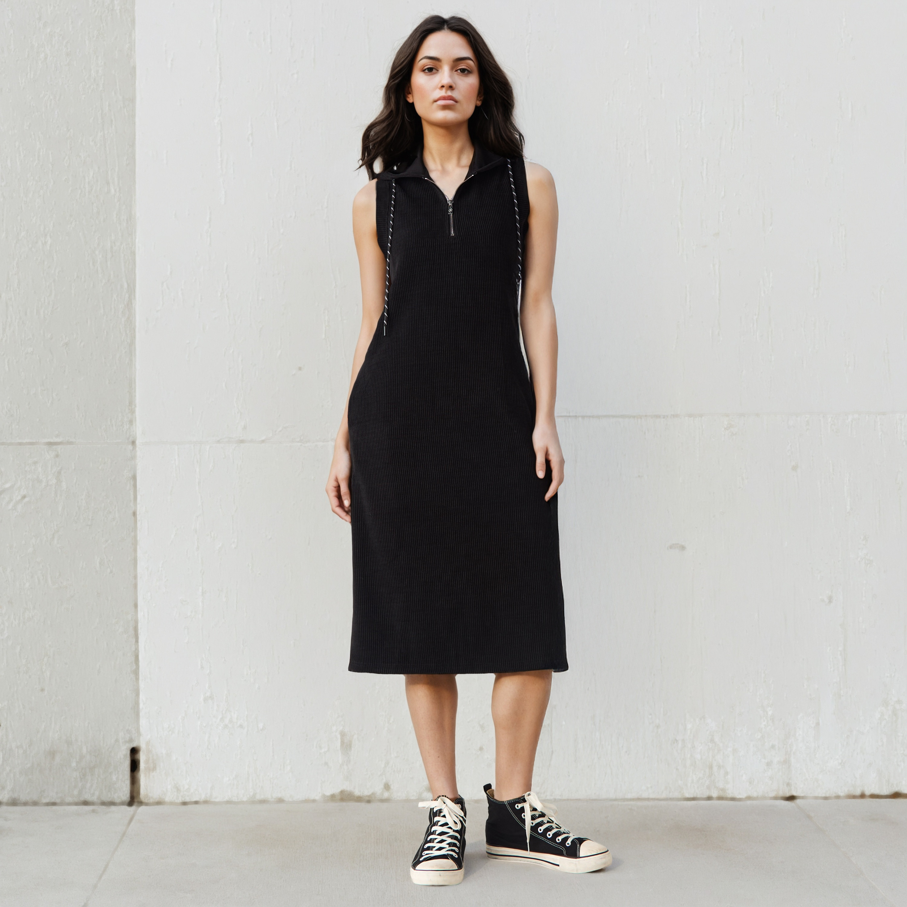 Lee Cooper Ribbed Sleeveless Hooded Dress-women-clothing-dresses-image-2