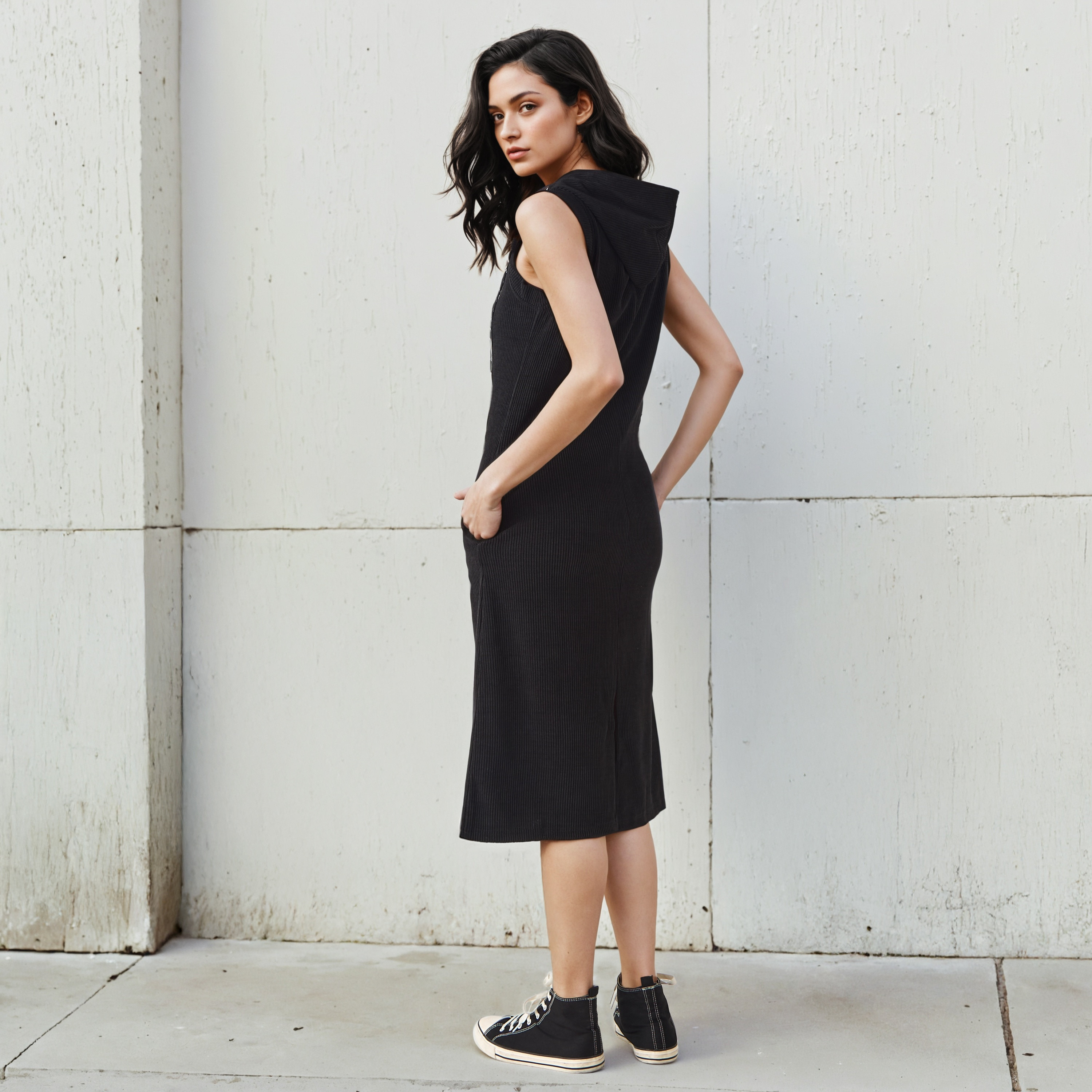 فستان بقبعة دون أكمام مضلع من لي كوبر-women-clothing-dresses-image-4