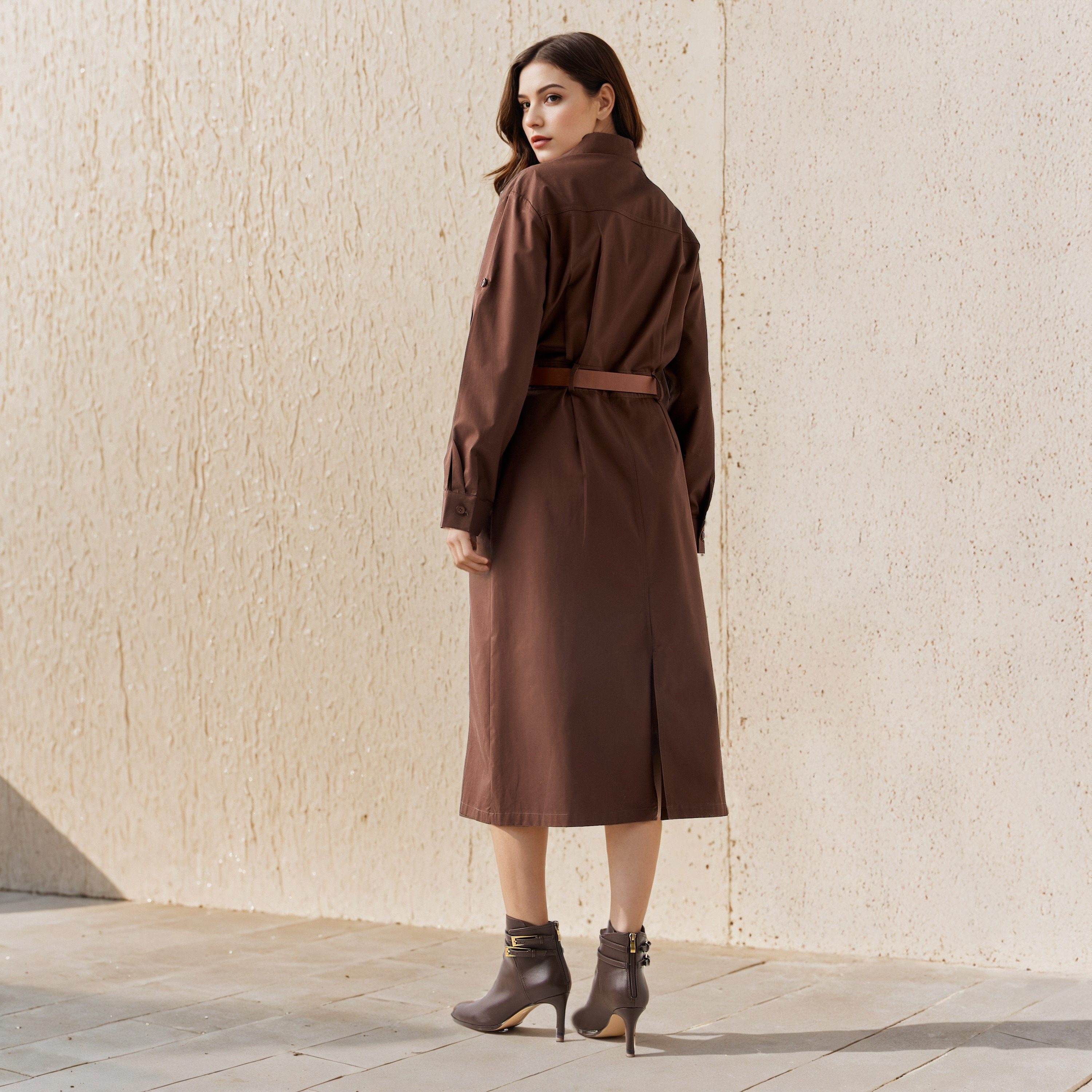 Belted Lee Cooper Midi Cotton Shirt Dress-women-clothing-dresses-image-3