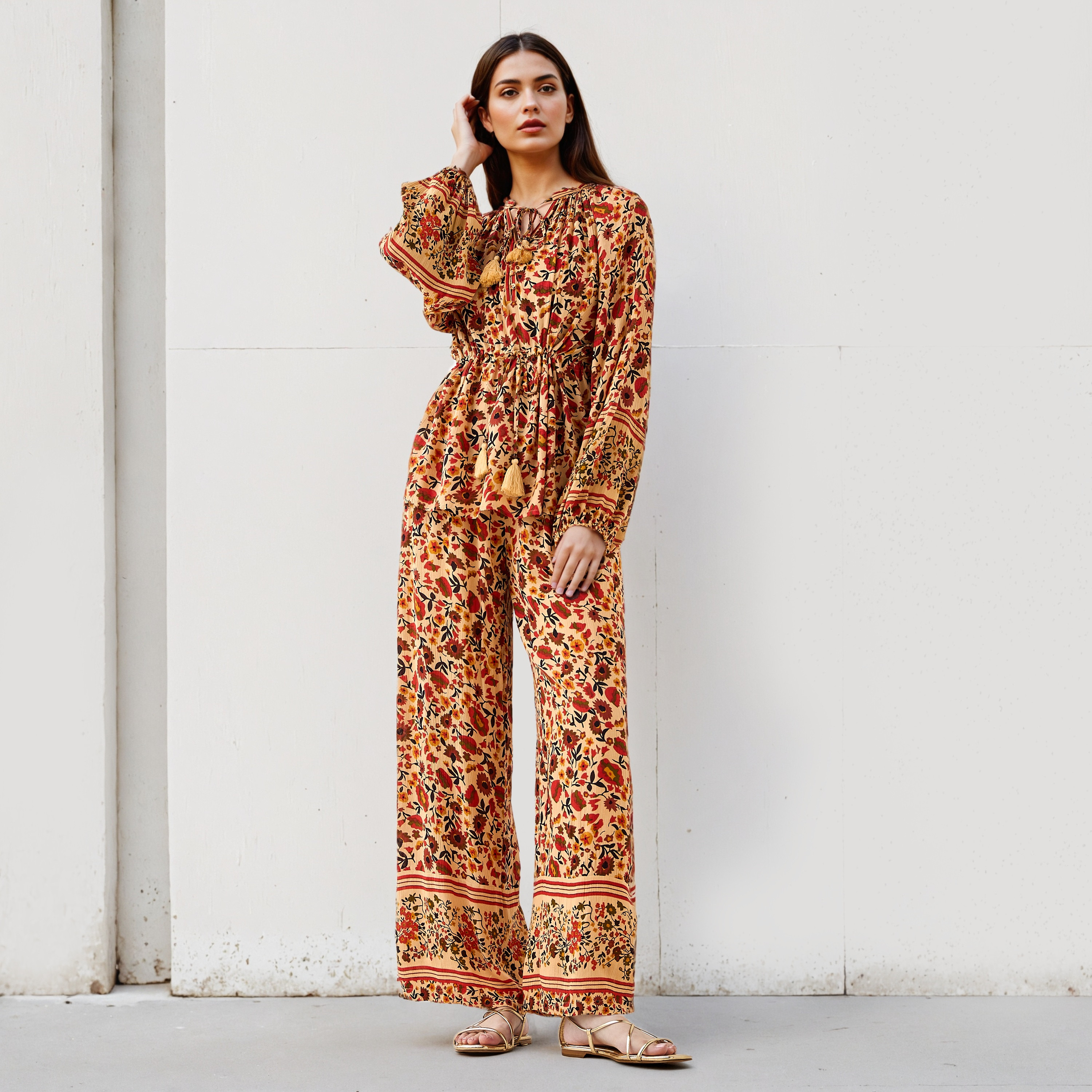 Lee Cooper Bohemian Print Viscose Top with Tie-Up Neck-women-clothing-shirtsandblouses-blouses-image-2