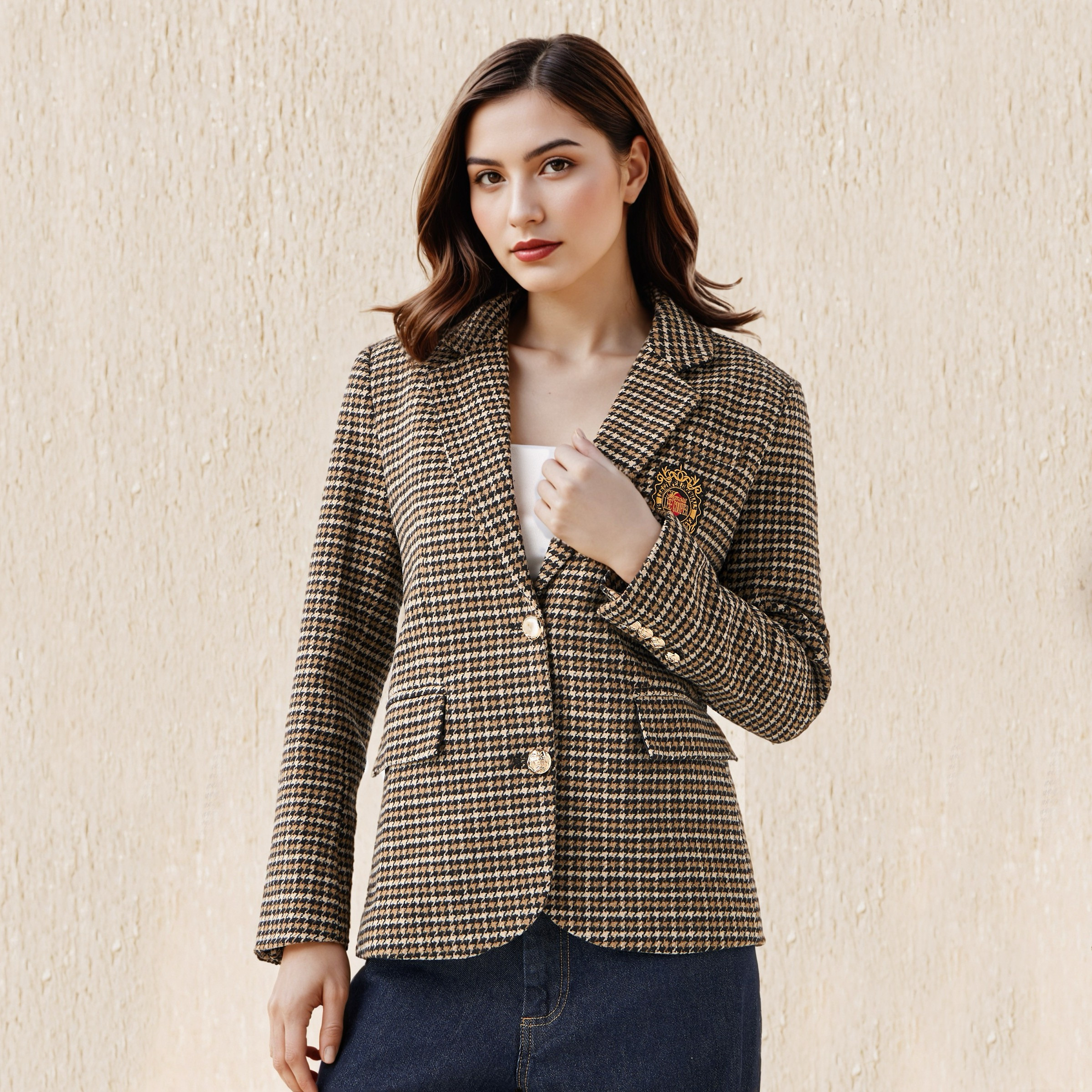 جاكيت توكسيدو قطن هوندستوث بارز الملمس من لي كوبر-women-winterwear-coatsandjackets-jackets-image-1