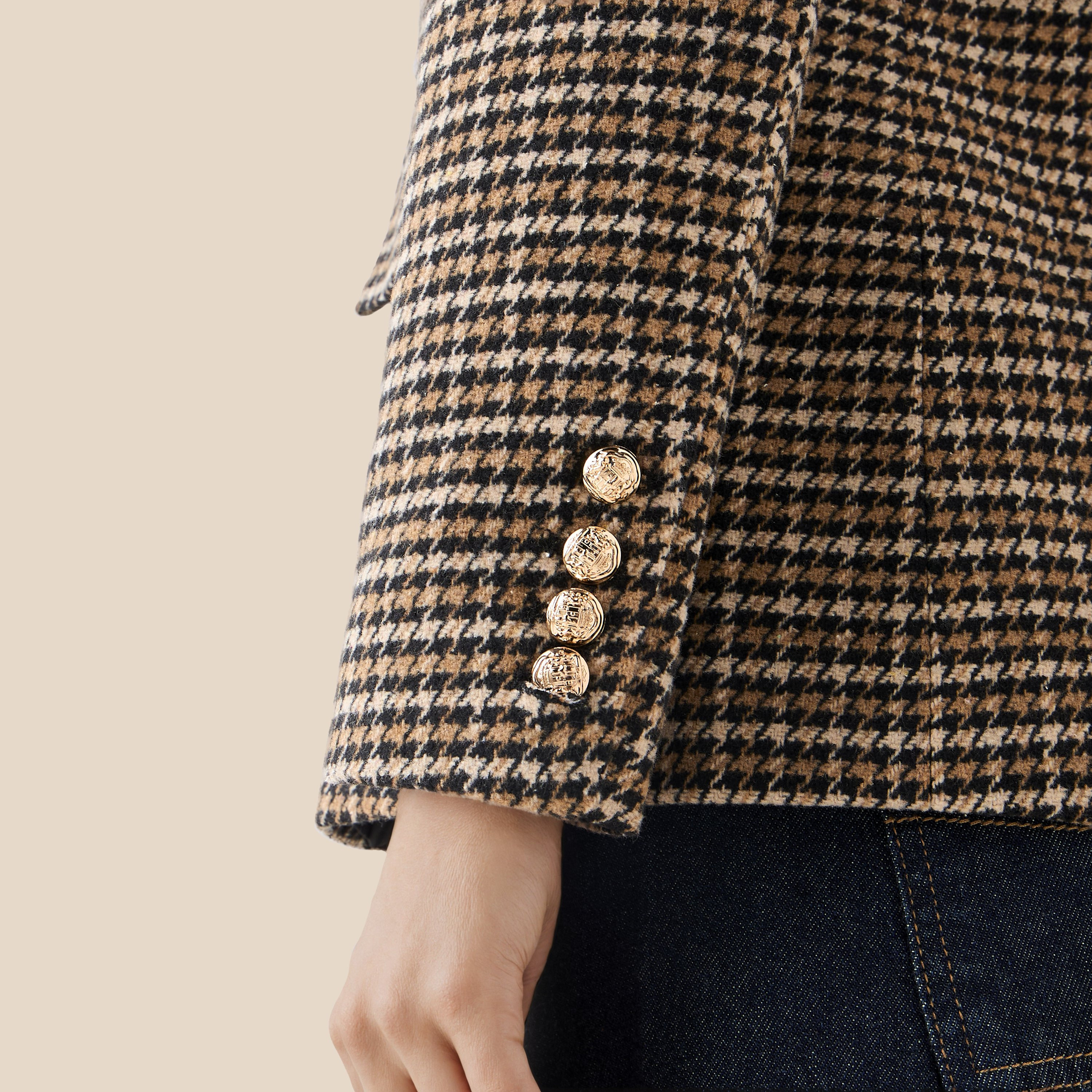 Lee Cooper Cotton Tuxedo Jacket with Houndstooth Texture-women-winterwear-coatsandjackets-jackets-image-5
