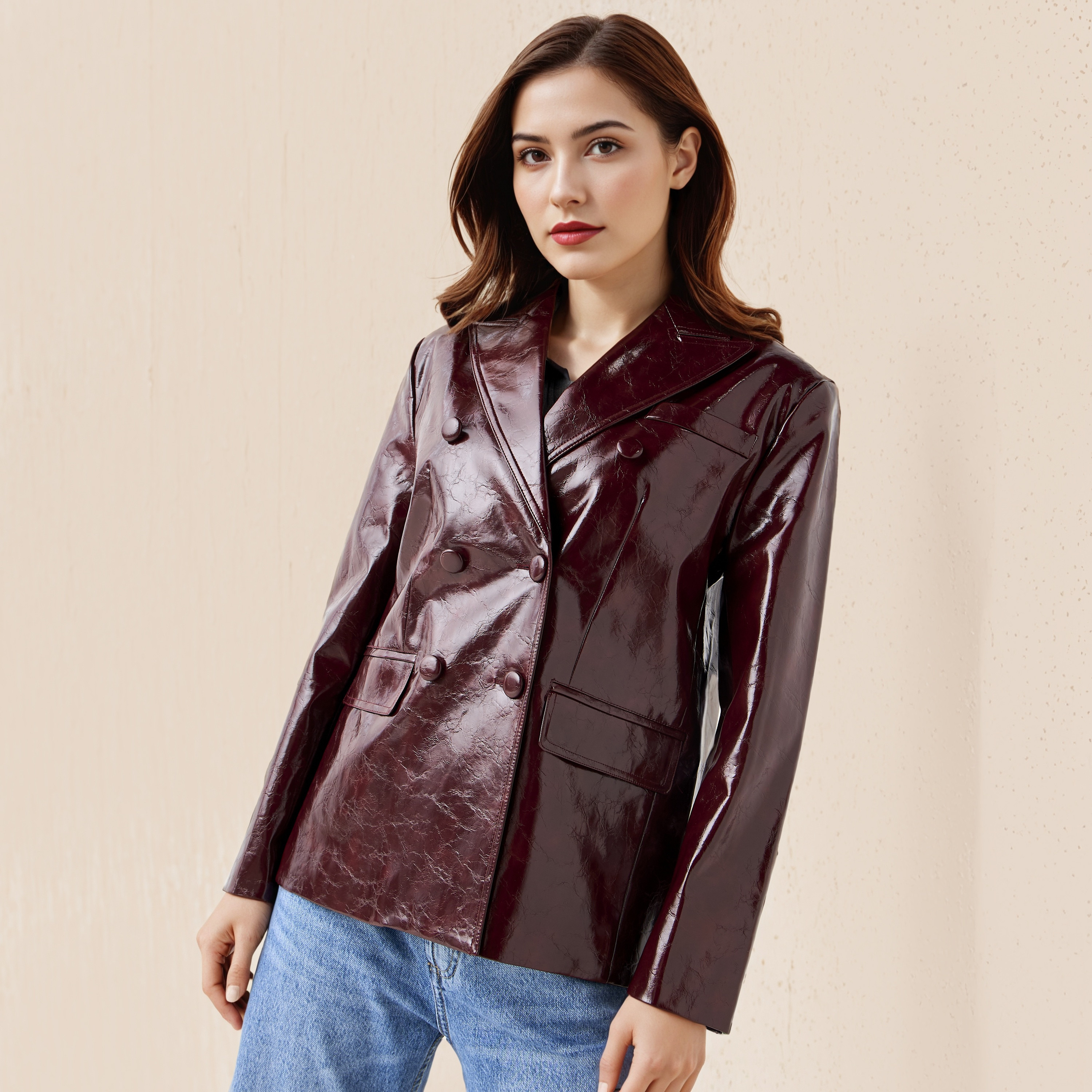 جاكيت بليزر قطن بياقة مطوية من لي كوبر-women-clothing-coatsandjackets-blazers-image-7