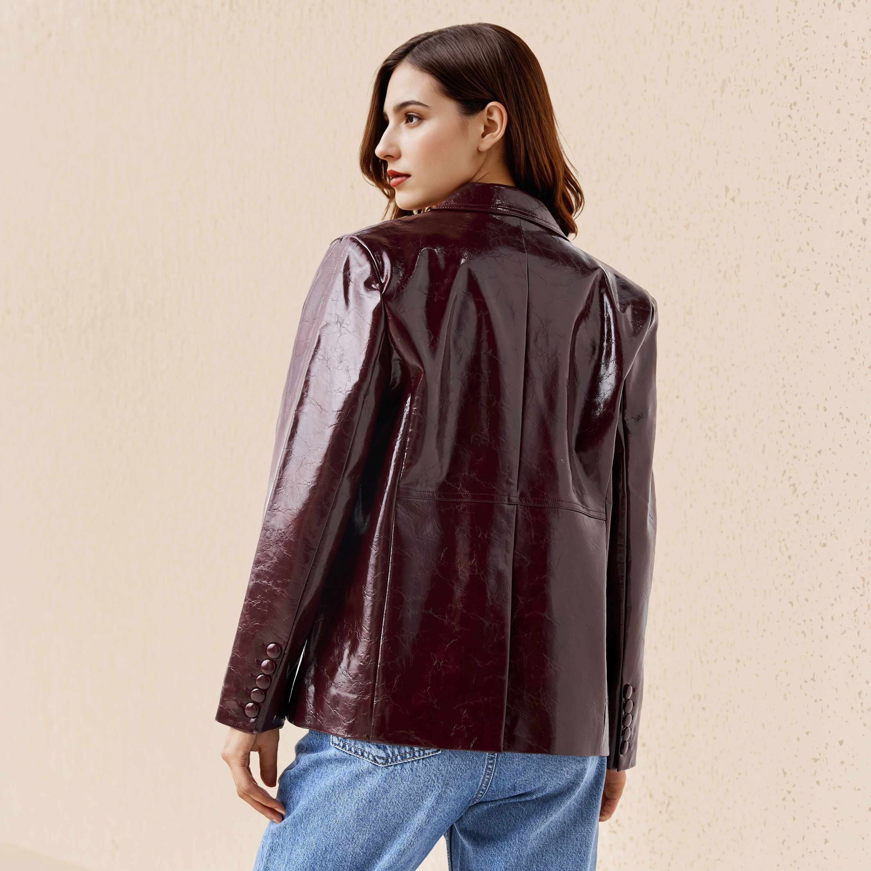 جاكيت بليزر قطن بياقة مطوية من لي كوبر-women-clothing-coatsandjackets-blazers-image-5