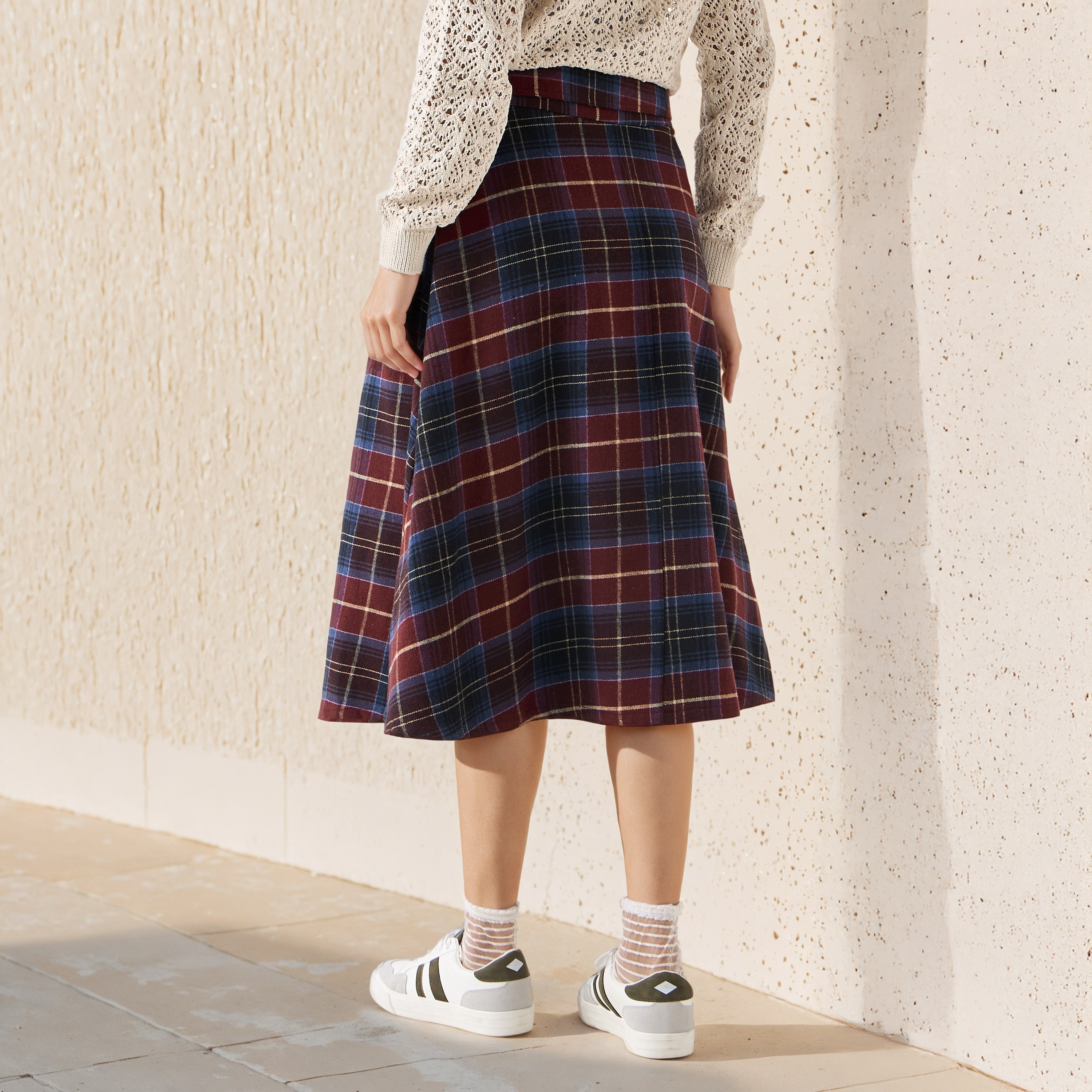 Lee Cooper Midi Cotton A-line Skirt with Belt-women-clothing-bottoms-skirts-image-3