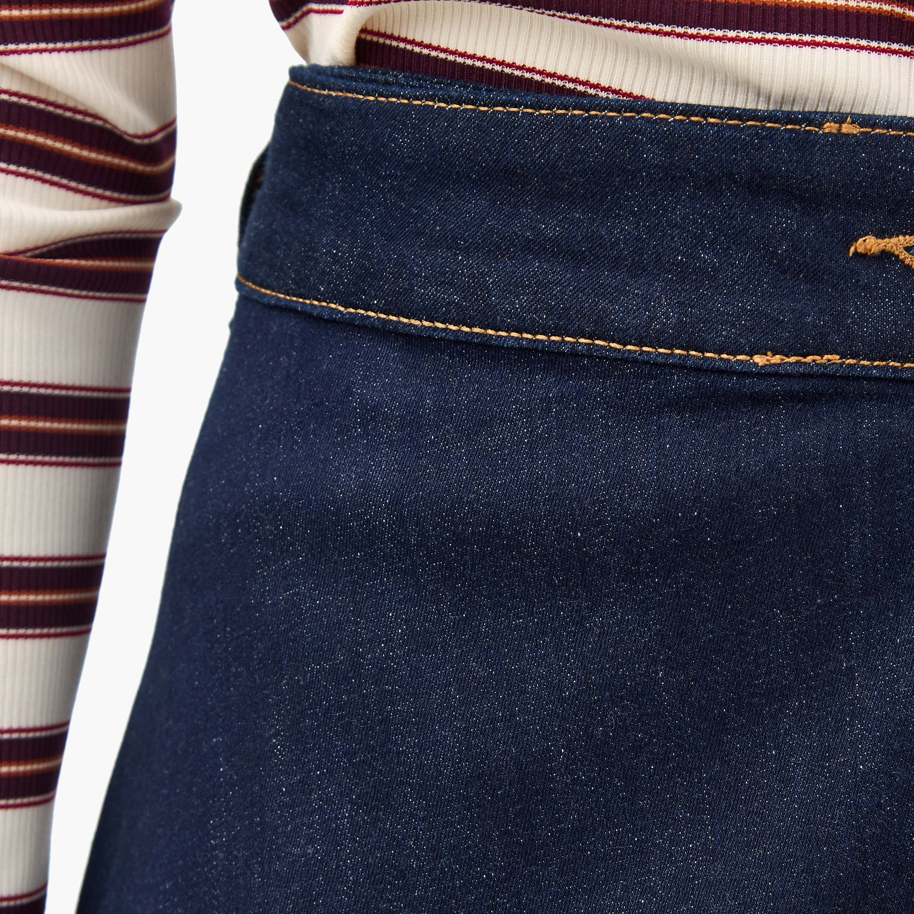 Lee Cooper Midi Cotton A-line Skirt with Buckle Closure-women-clothing-bottoms-skirts-image-3
