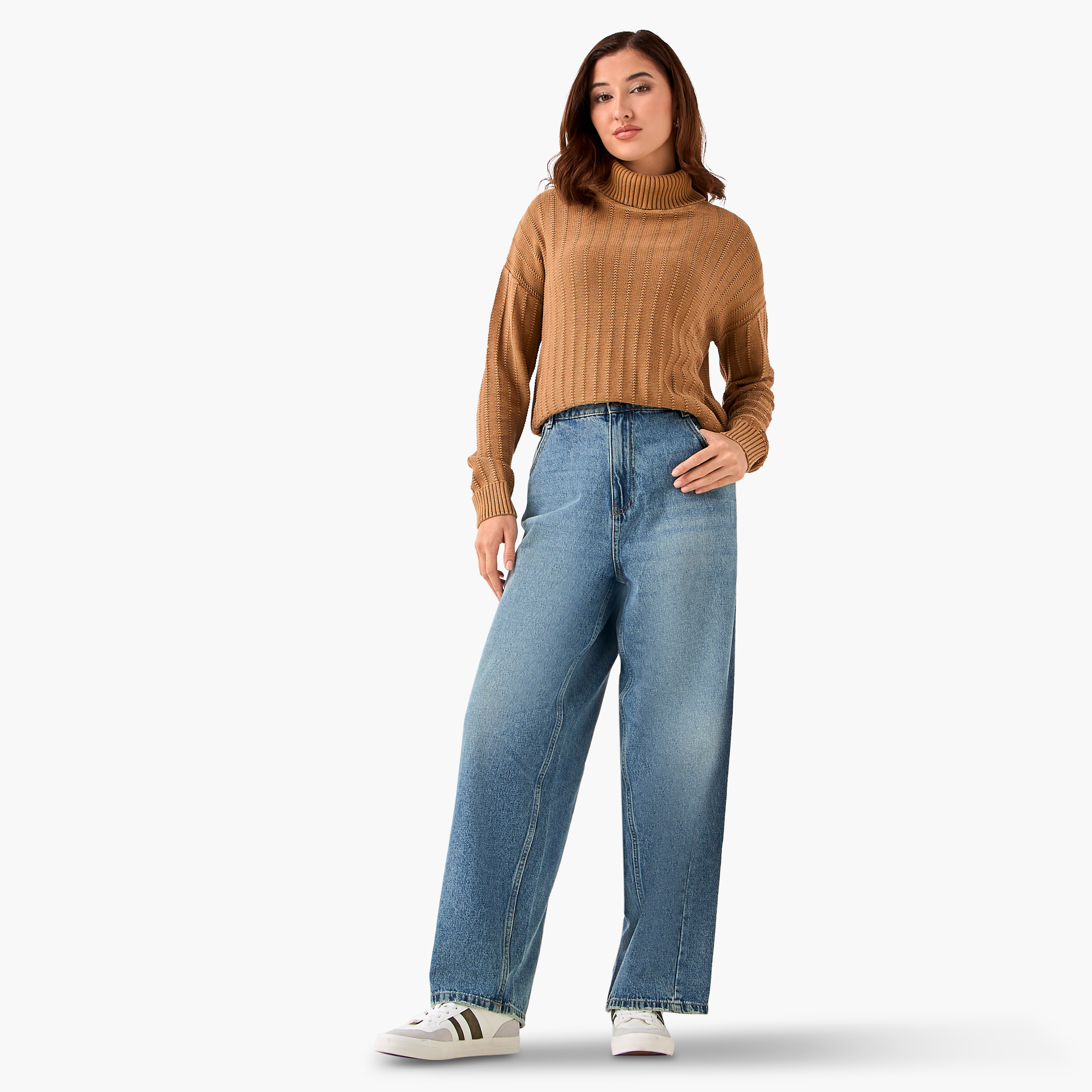 كنزة قطن بقصّة عادية وياقة عالية من لي كوبر-women-clothing-cardigansandjumpers-jumpers-image-4