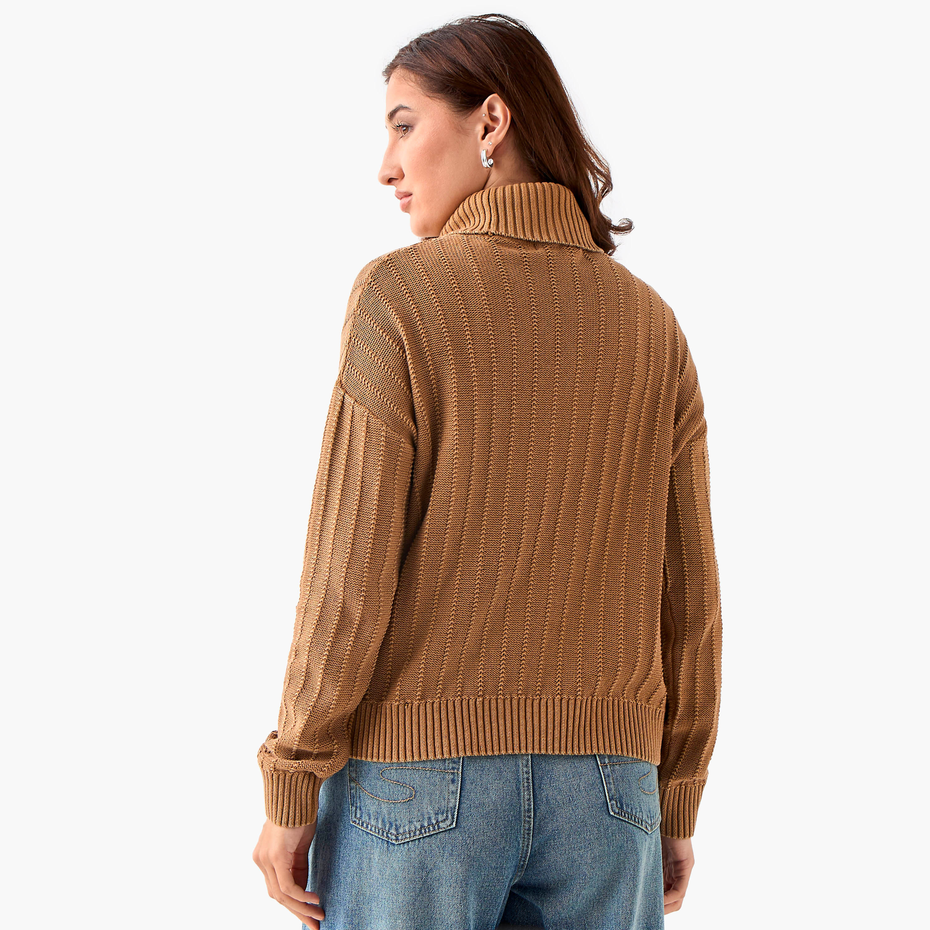 كنزة قطن بقصّة عادية وياقة عالية من لي كوبر-women-clothing-cardigansandjumpers-jumpers-image-3