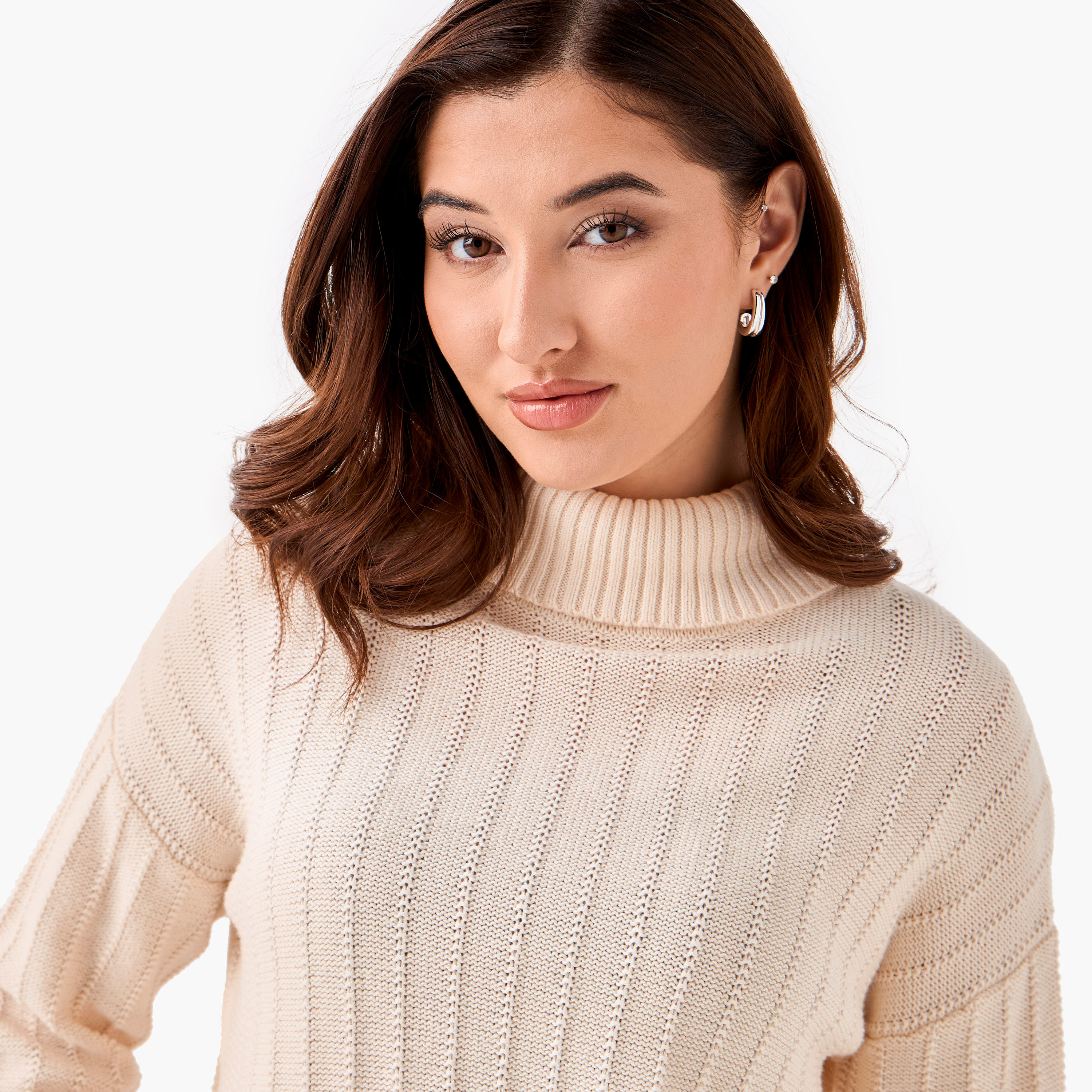 كنزة قطن بقصّة عادية وياقة عالية من لي كوبر-women-clothing-cardigansandjumpers-jumpers-image-1