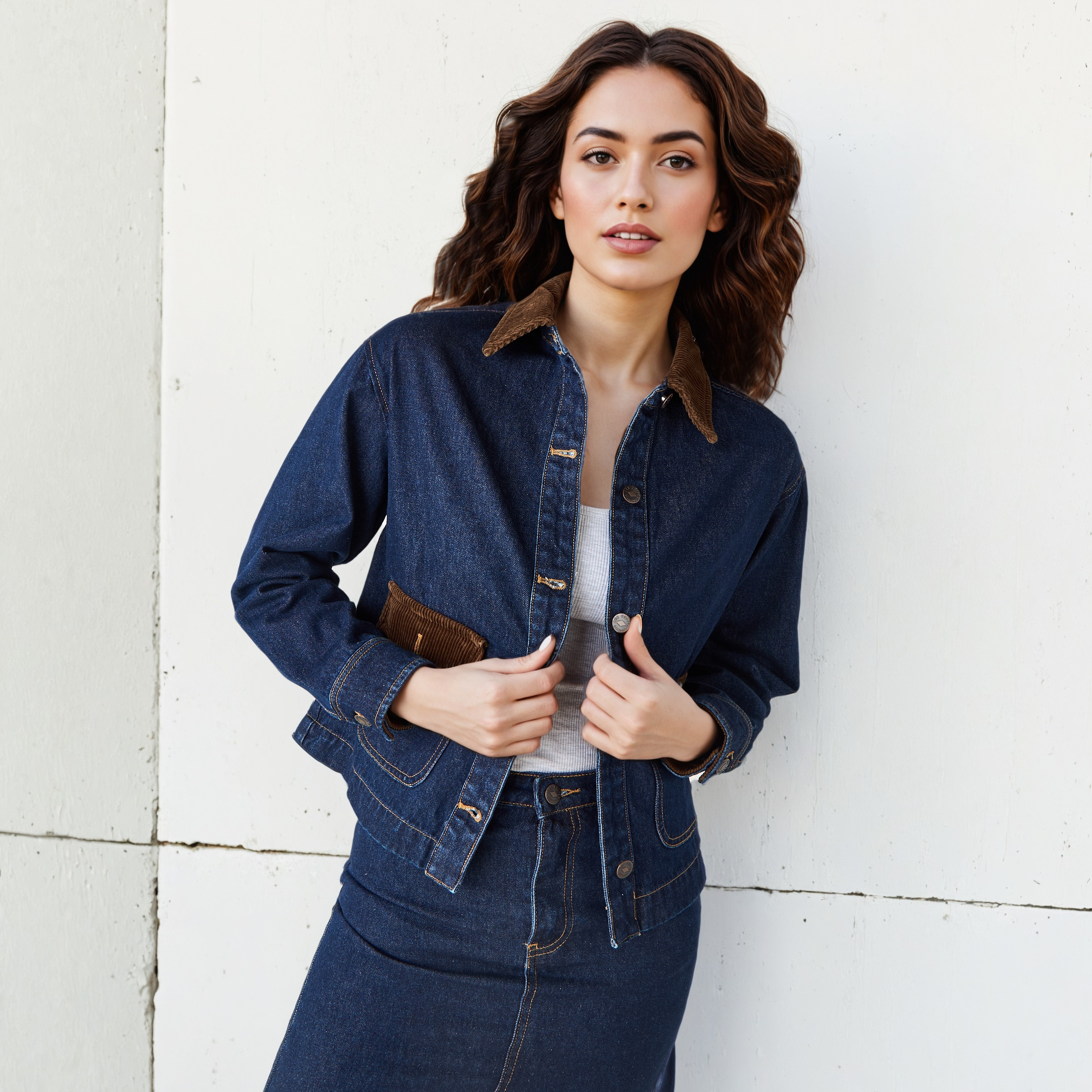 جاكيت دنيم بقصّة عادية وياقة من الكوردروي من لي كوبر-women-winterwear-coatsandjackets-jackets-image-6