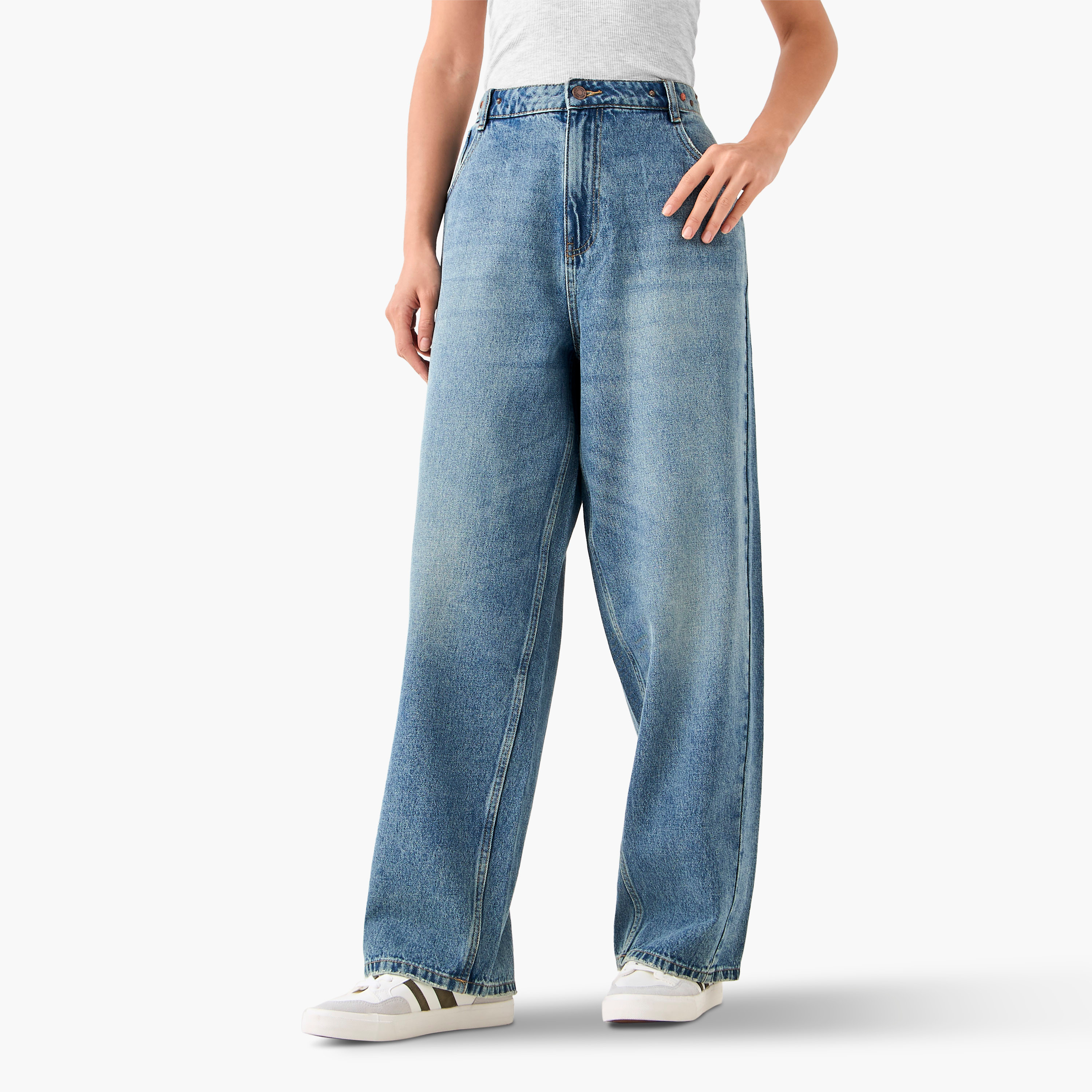 Lee Cooper Straight Fit High Waist Jeans with Twisted Seam-women-clothing-bottoms-jeans-image-1